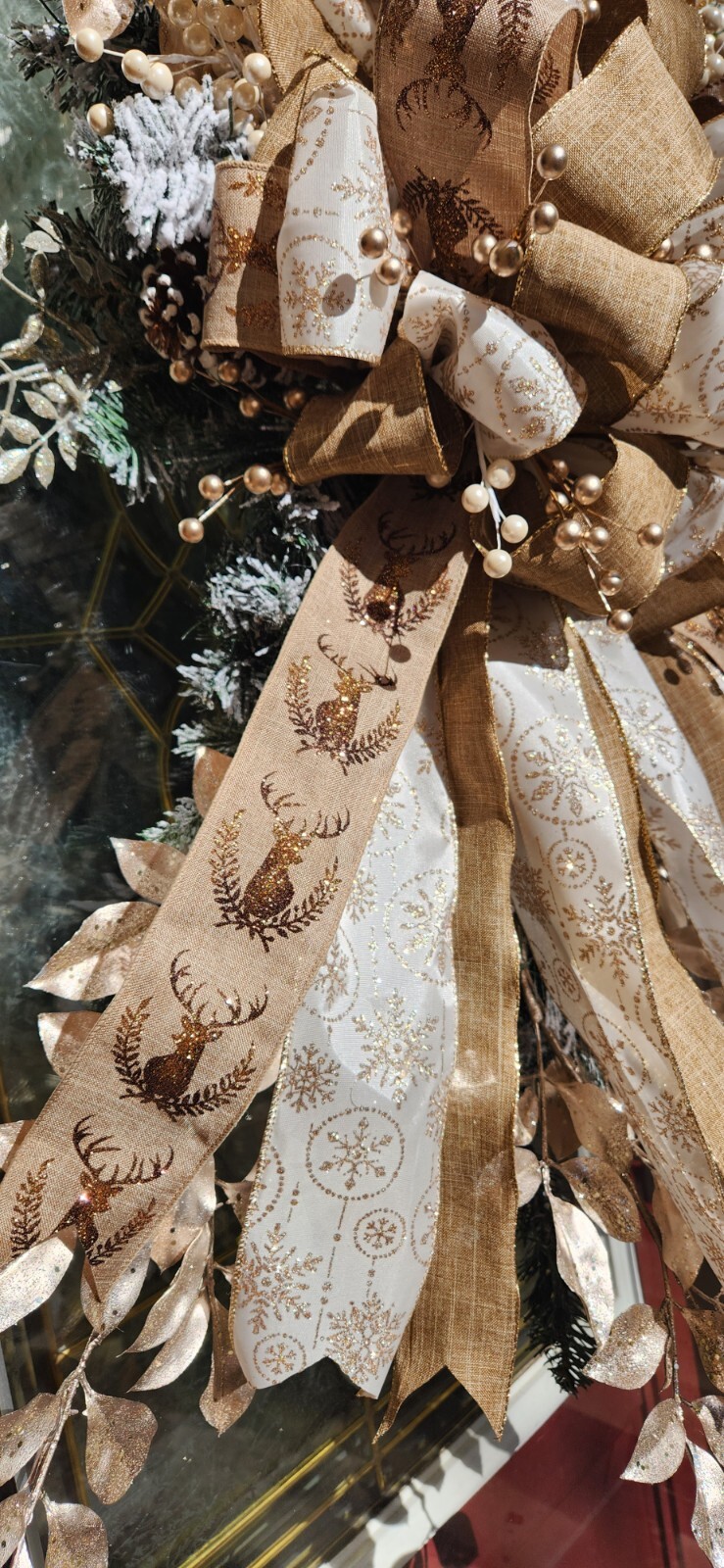 🎄Rustic Christmas Elegant Golden Holiday Door Decor Hunters Wreath