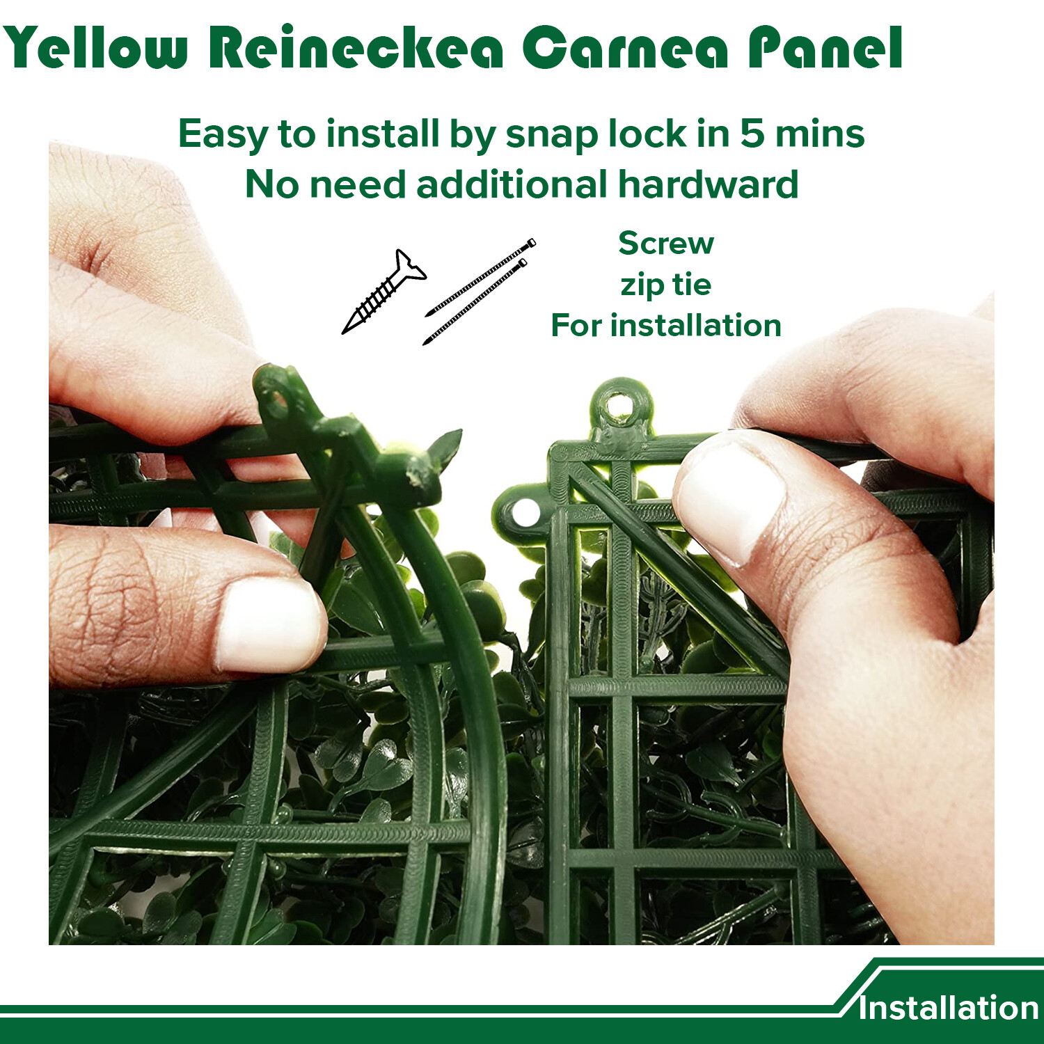 20″ Artificial Faux Yellow Reineckea Carnea Leaf Mats Wall Hedge Decor Panel DIY