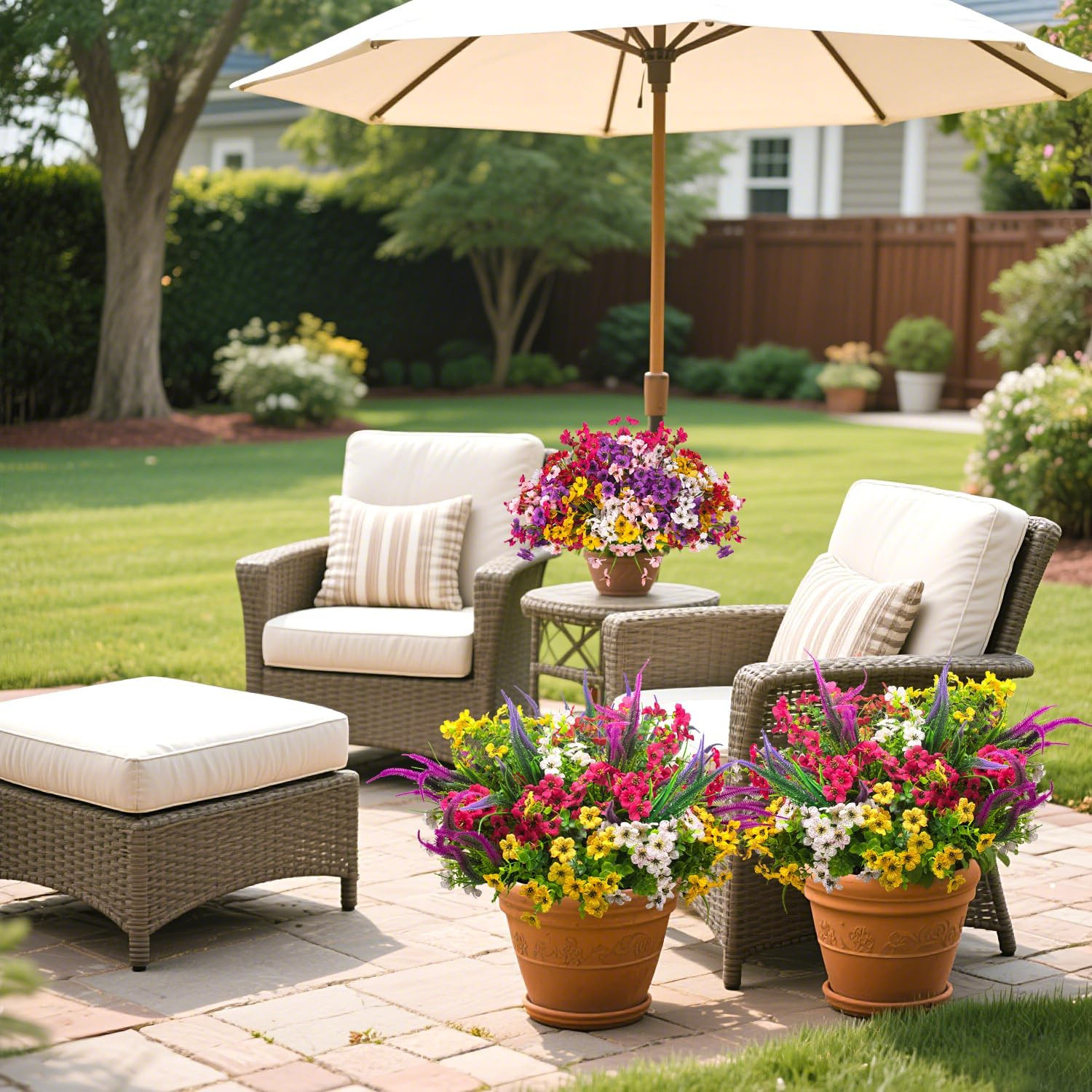 20 Packs UV Resistant Artificial Flowers for Garden & Patio Decor