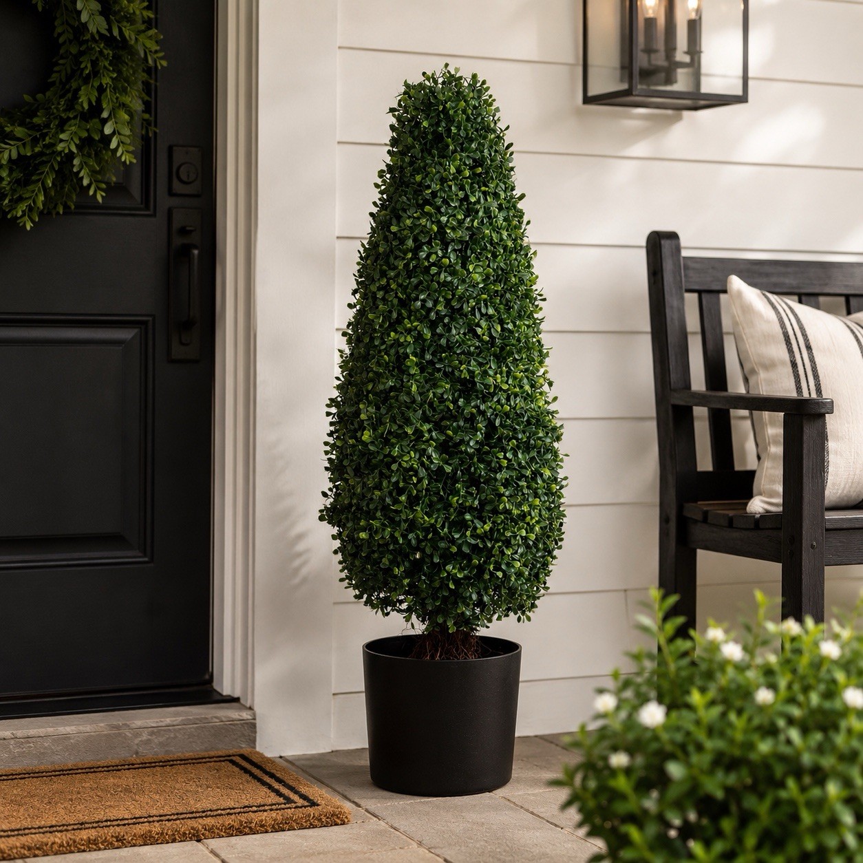 3’ UV Artificial Boxwood Tower Topiary Tree Indoor/Outdoor