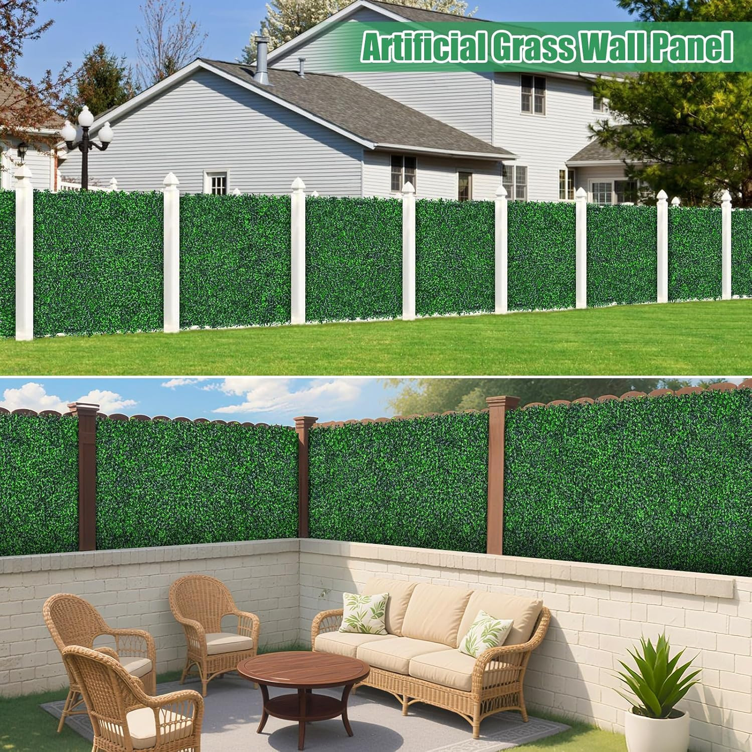 Yangrass Artificial Greenery Wall Rolls,48″X 120″(40 Sq.Ft) Uv-Anti Faux Ivy Lea