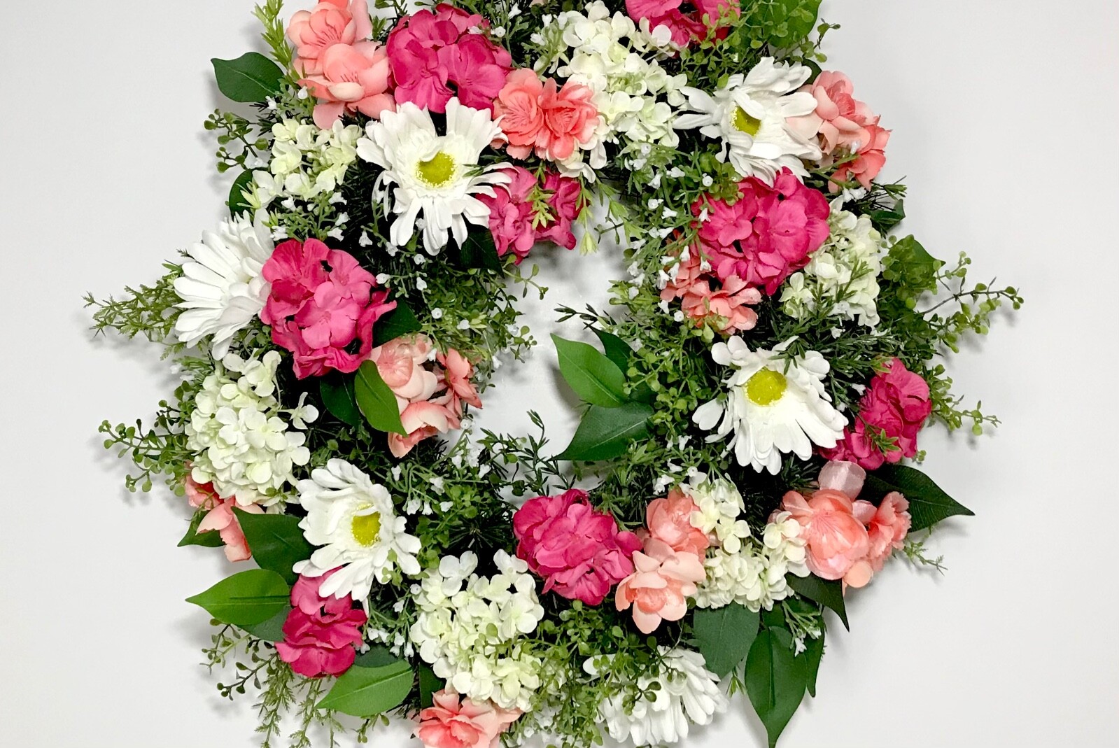 SPRING SUMMER FLORAL EVERGREEN COMPACT WREATH MULTI COLOR DECORATION UNIQUE NEW