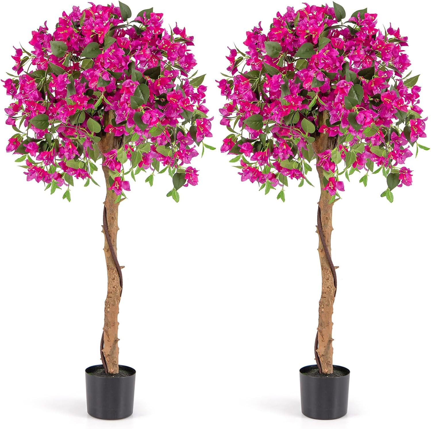 53” Bougainvillea Artificial Tree – 2 Pack Faux Silk Flower Plants