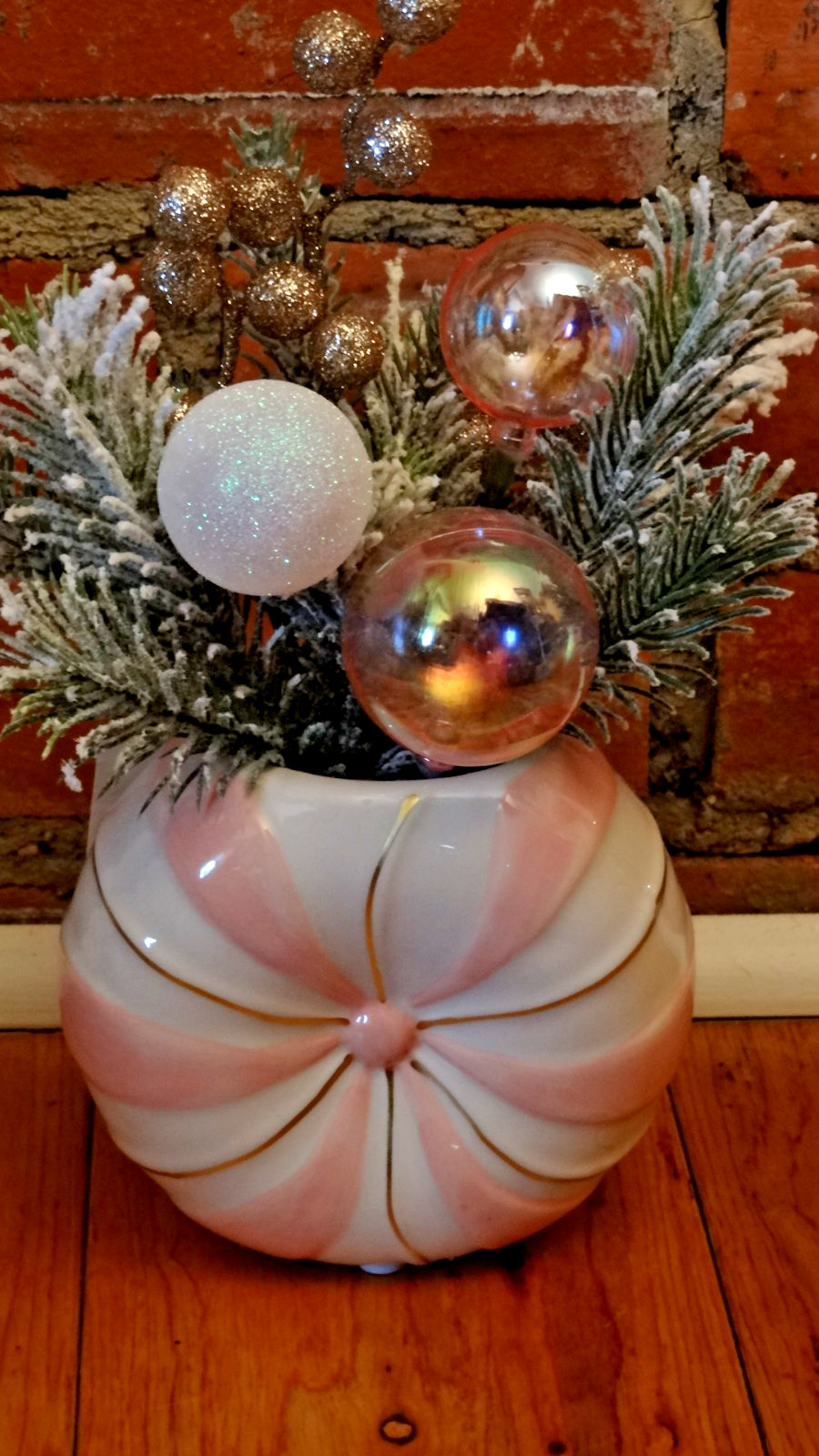 Flora Bunda Christmas Candy Floral Mix Pastel Arrangement Ceramic Pot