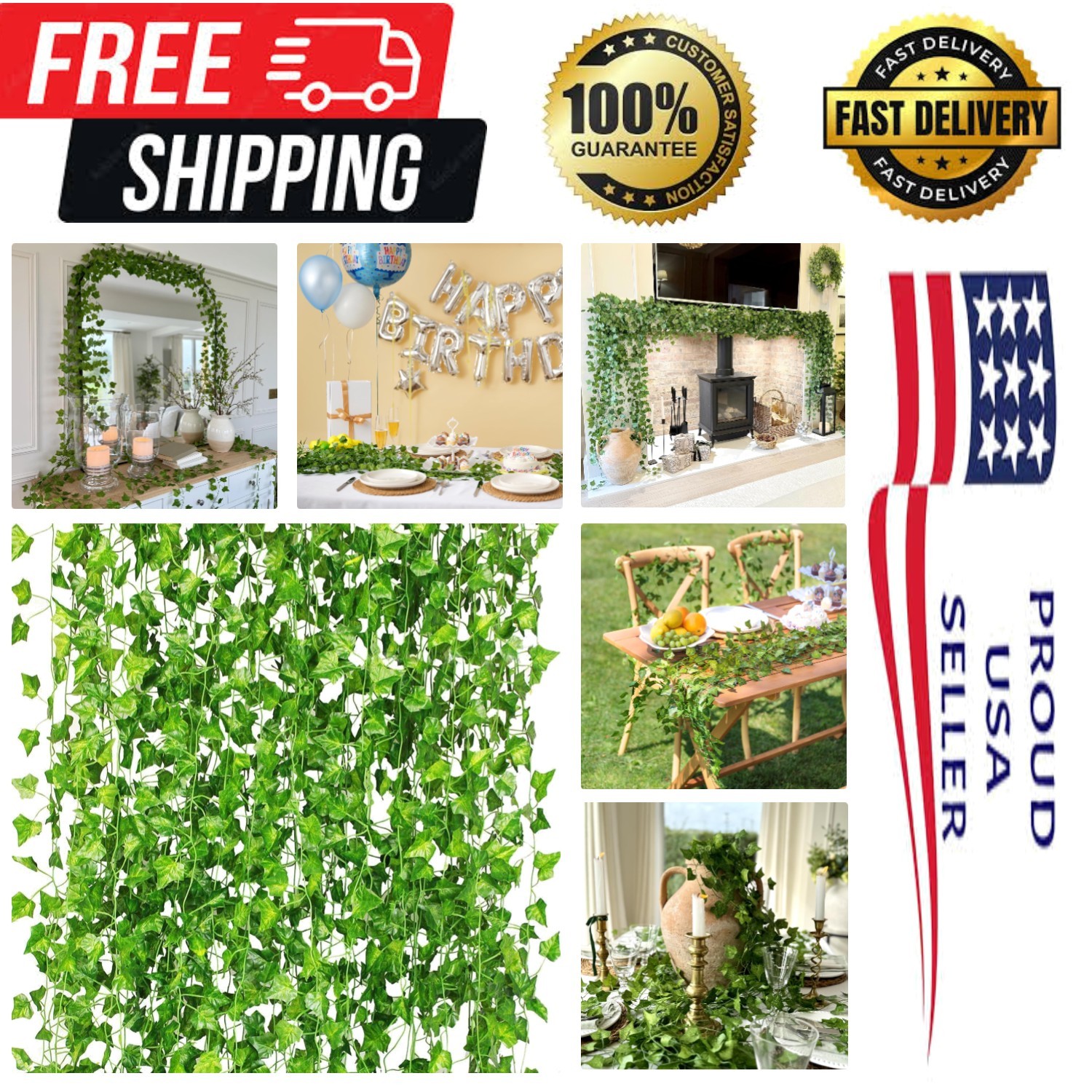 12 Pack 84Ft Artificial Ivy Garland, Fake Vines UV Resistant Greenery Leaves …