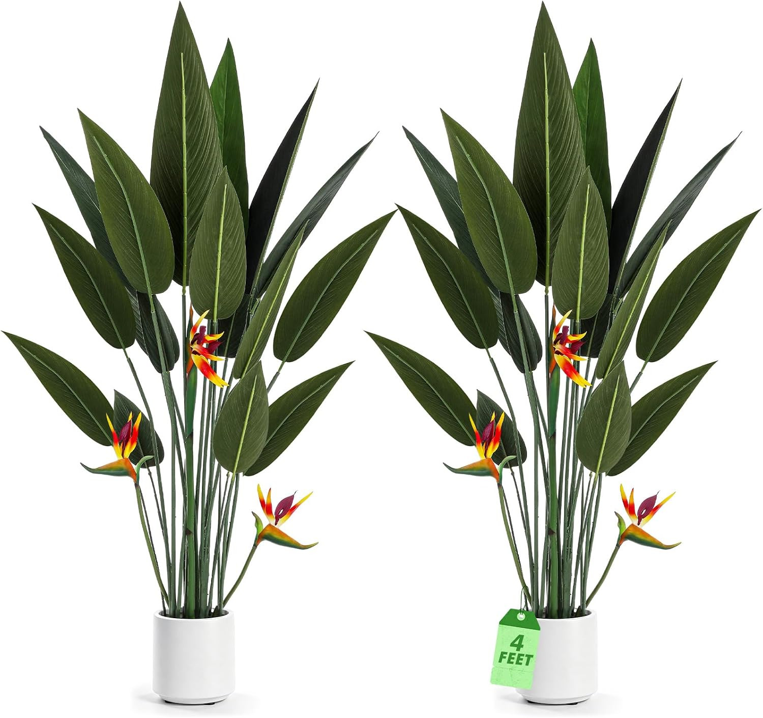 2 Pcs 4 Ft Artificial Bird of Paradise Plant Banana Tree Tall Lifelike Fake Palm