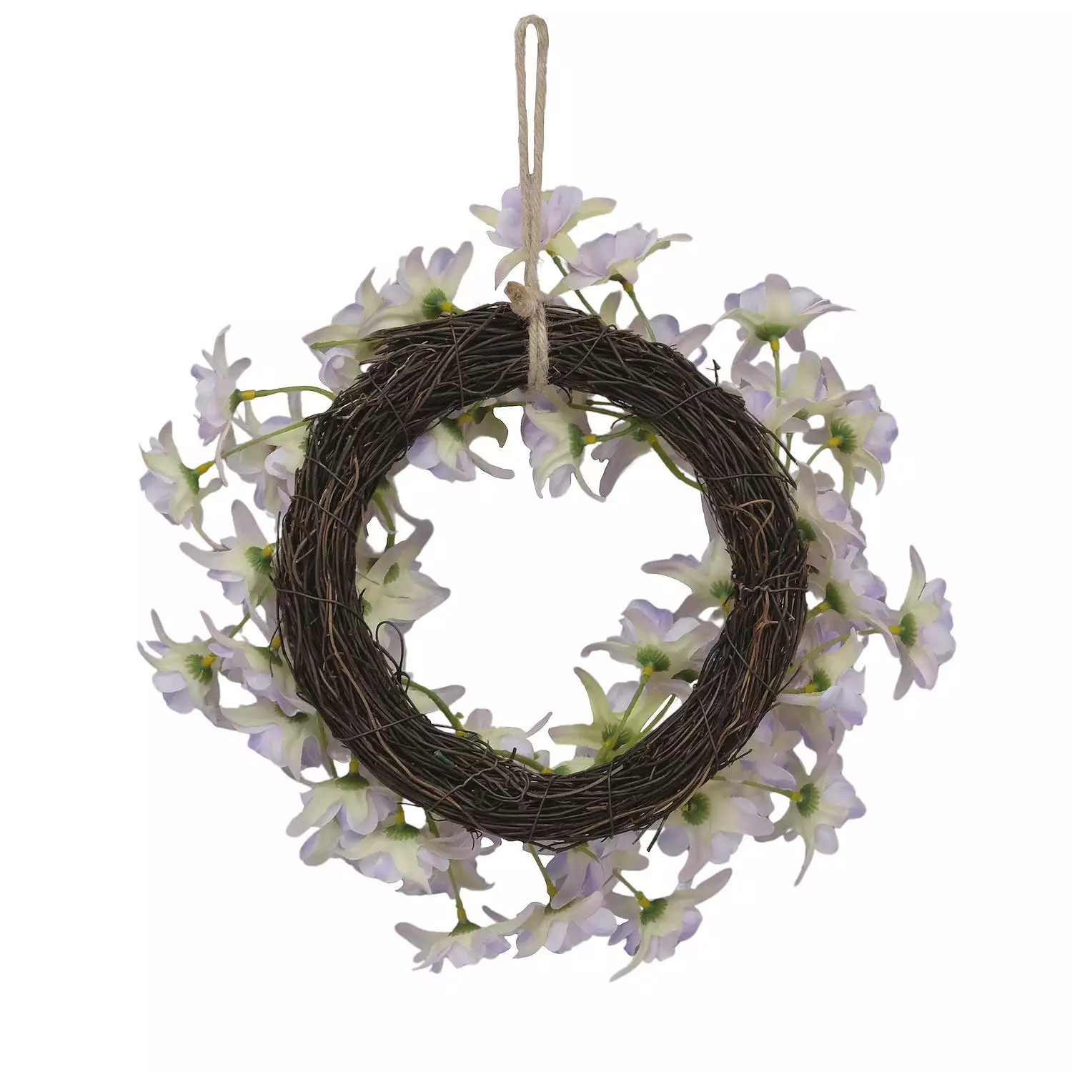 NEW Decorative Floral Grapevine Wreath 11 in. w/ lavender purple faux flowers