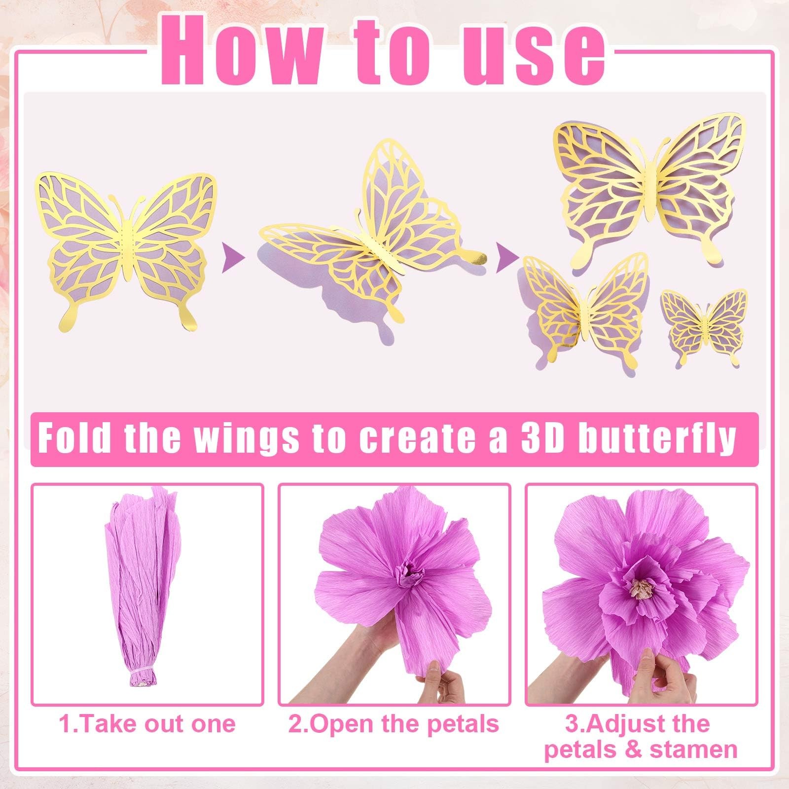 22 Pcs 3 Sizes Large Butterfly Party Decorations 3D Giant Butterfly Wall Deco…