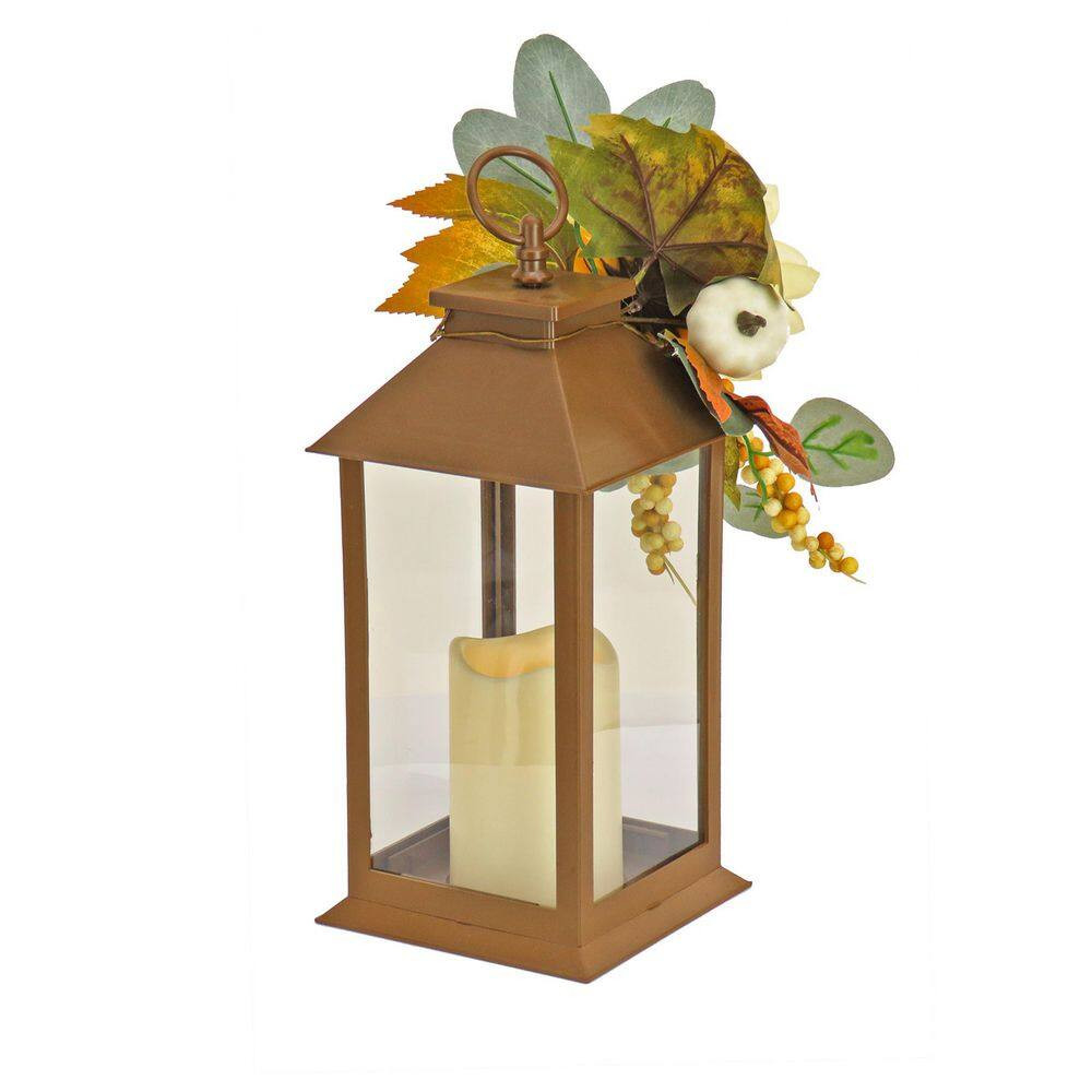 13″ Sunflower and Eucalyptus Decorated Harvest Lantern