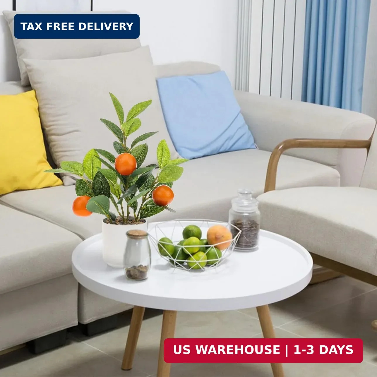 Woration 14.5″ Artificial Orange Plant Potted Home Office Decor Indoor | Small f