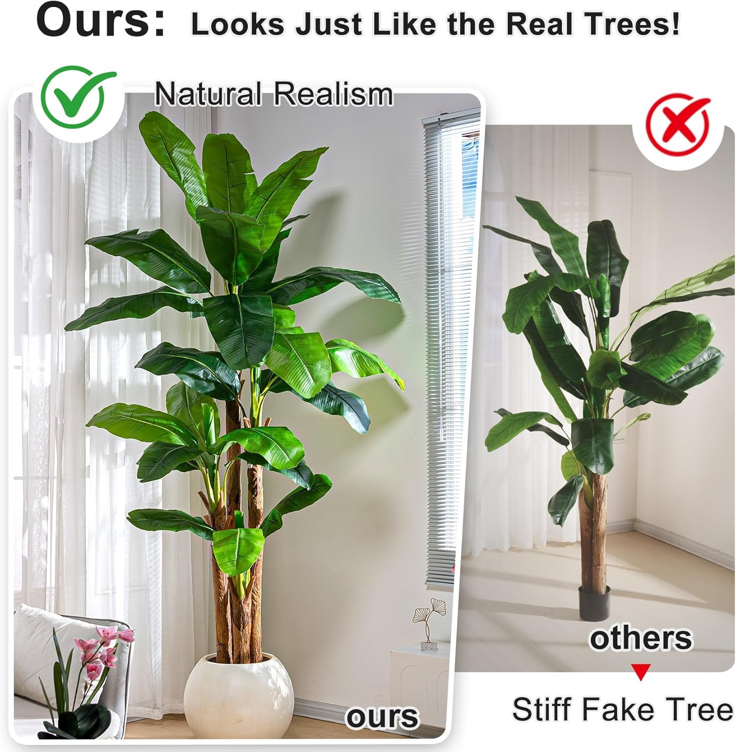 9FT Artificial Banana Tree Tall Fake Banana Leaf Plant Faux Banana Silk Tree Fau