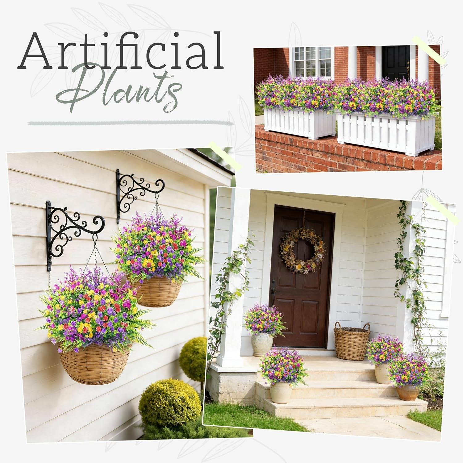 24 Bundles Artificial Flowers Bulk for Outdoors UV Resistant Fake Flowers Spr…