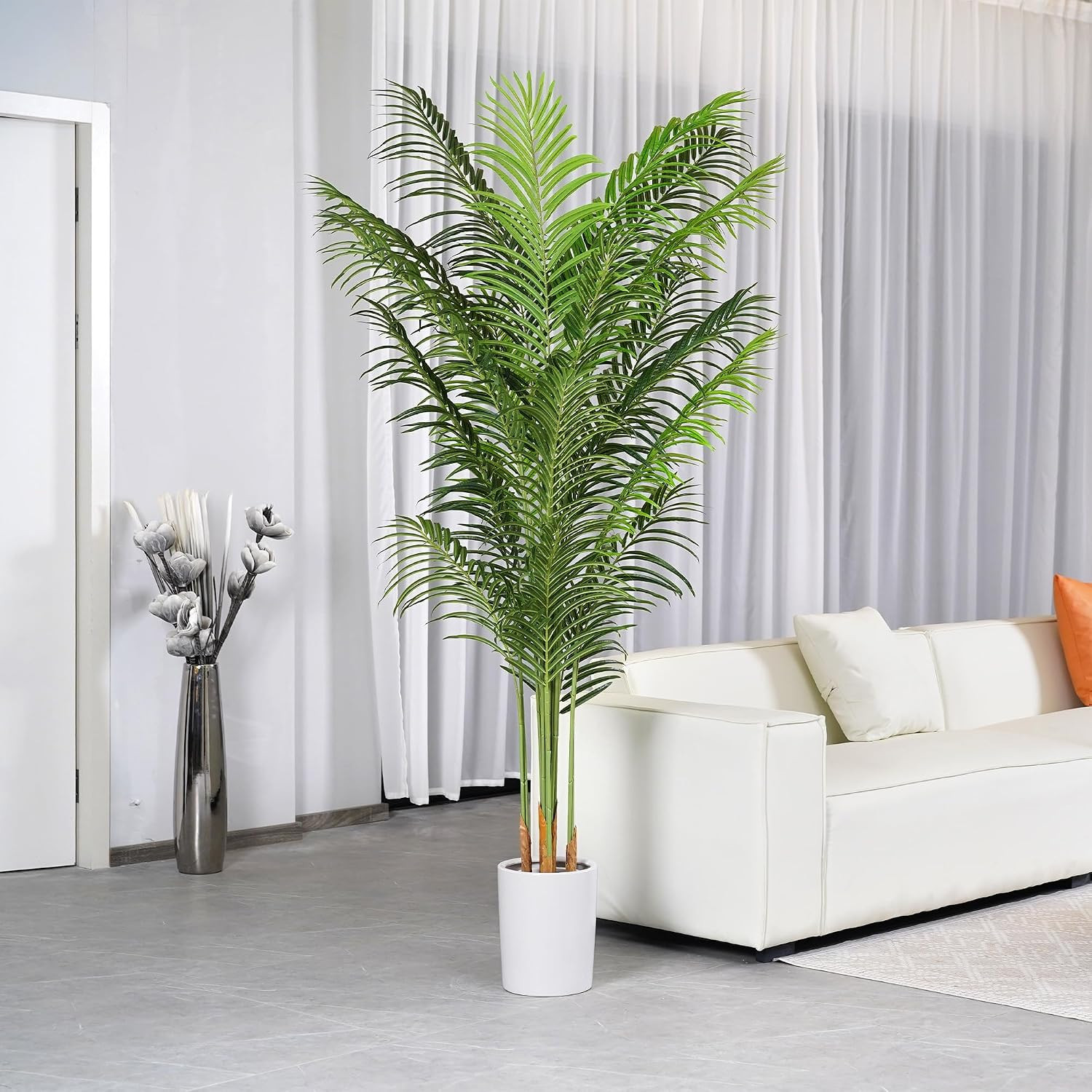 Artificial Palm Tree 7.2Ft Tall Fake Potted Plant Faux Silk Green Floor Decorati