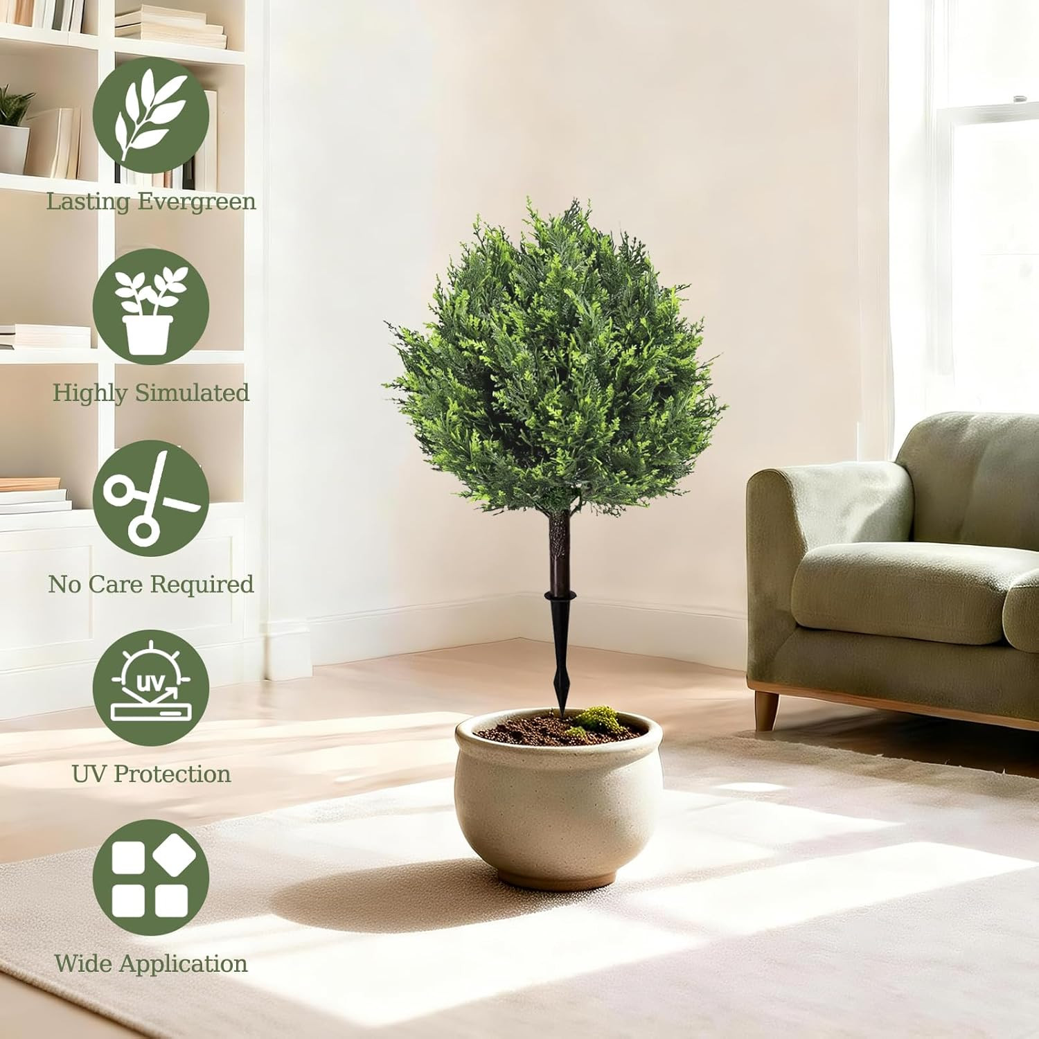 Set of 2 UV Resistant Artificial Cypress Topiary Trees for Indoor/Outdoor Use
