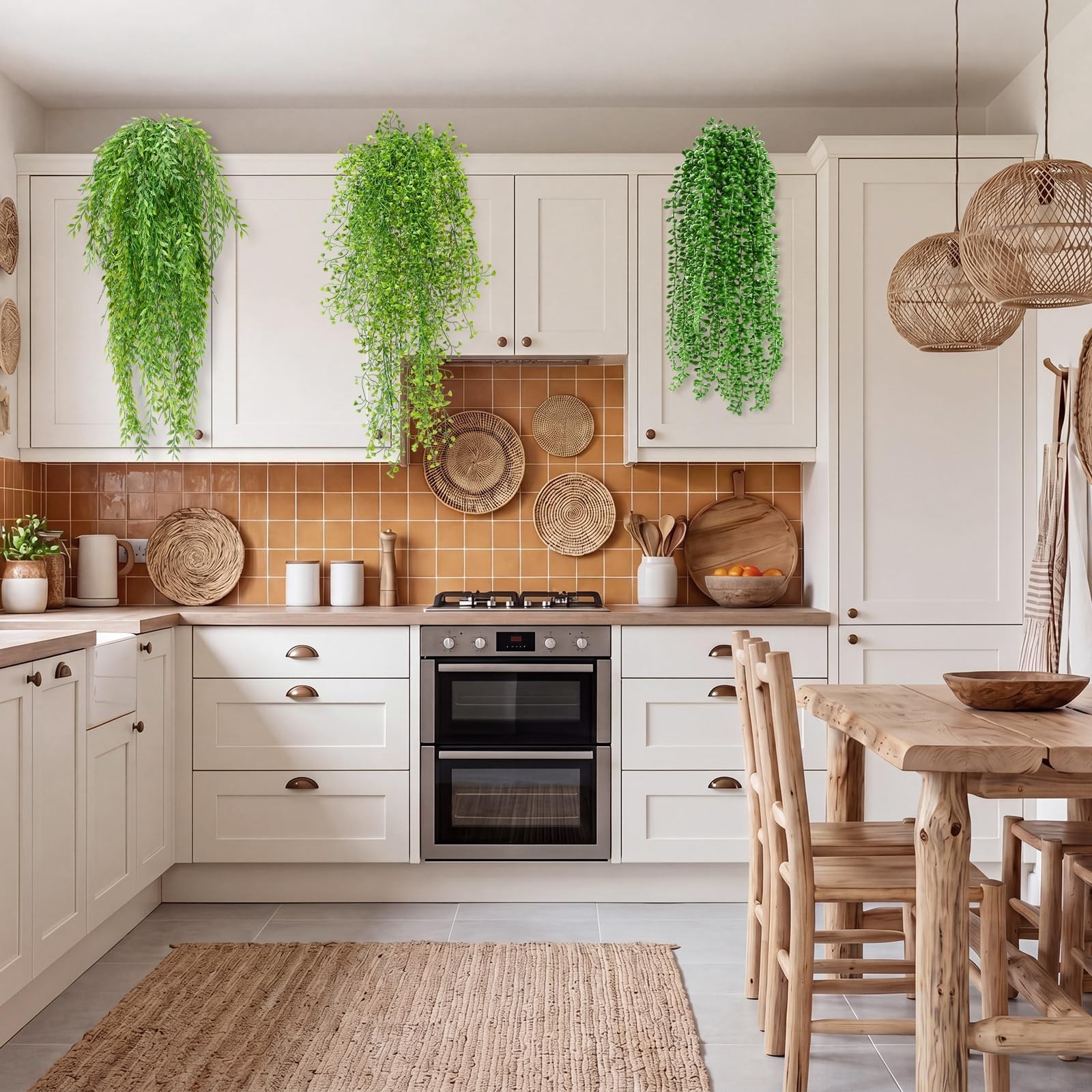 12 Pcs Artificial Hanging Plants – Fake Ferns & Succulents for Indoor Outdoor De