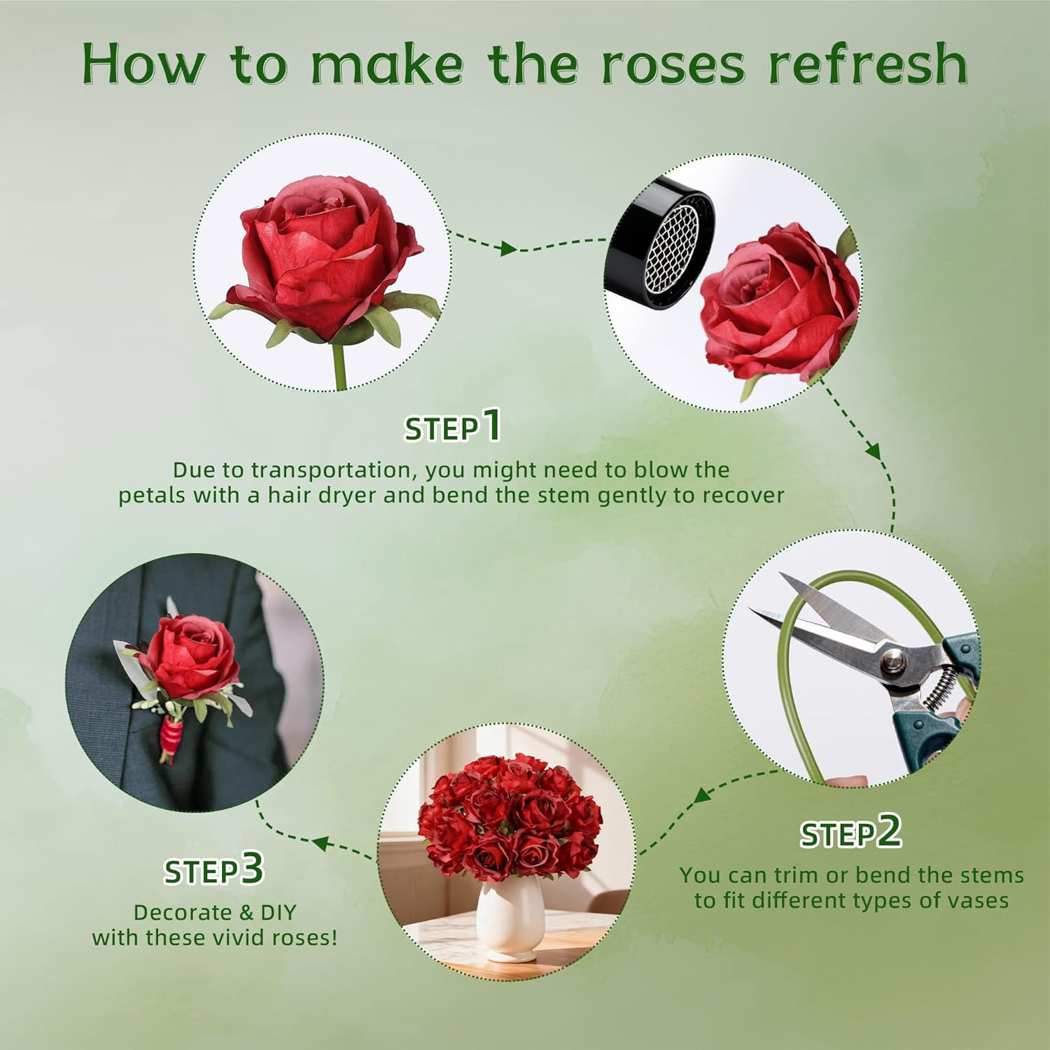 18-Piece Realistic Red Silk Roses Bouquet for Home, Weddings, and Gifts