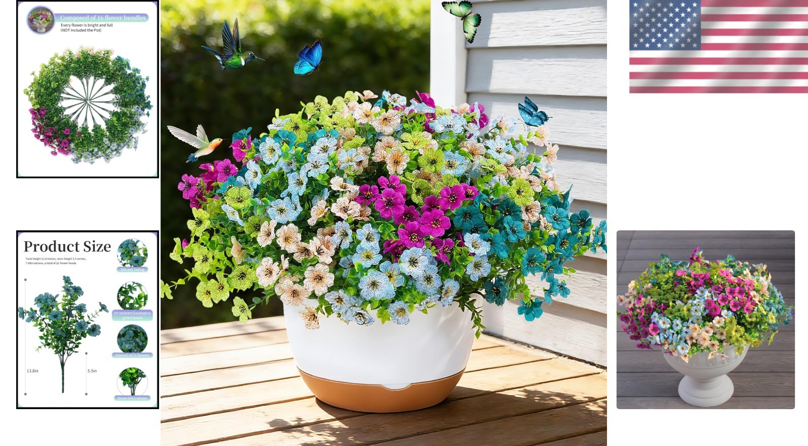 16 Bundles of UV Resistant Faux Eucalyptus and Daisy Flowers for Outdoor Eleg…