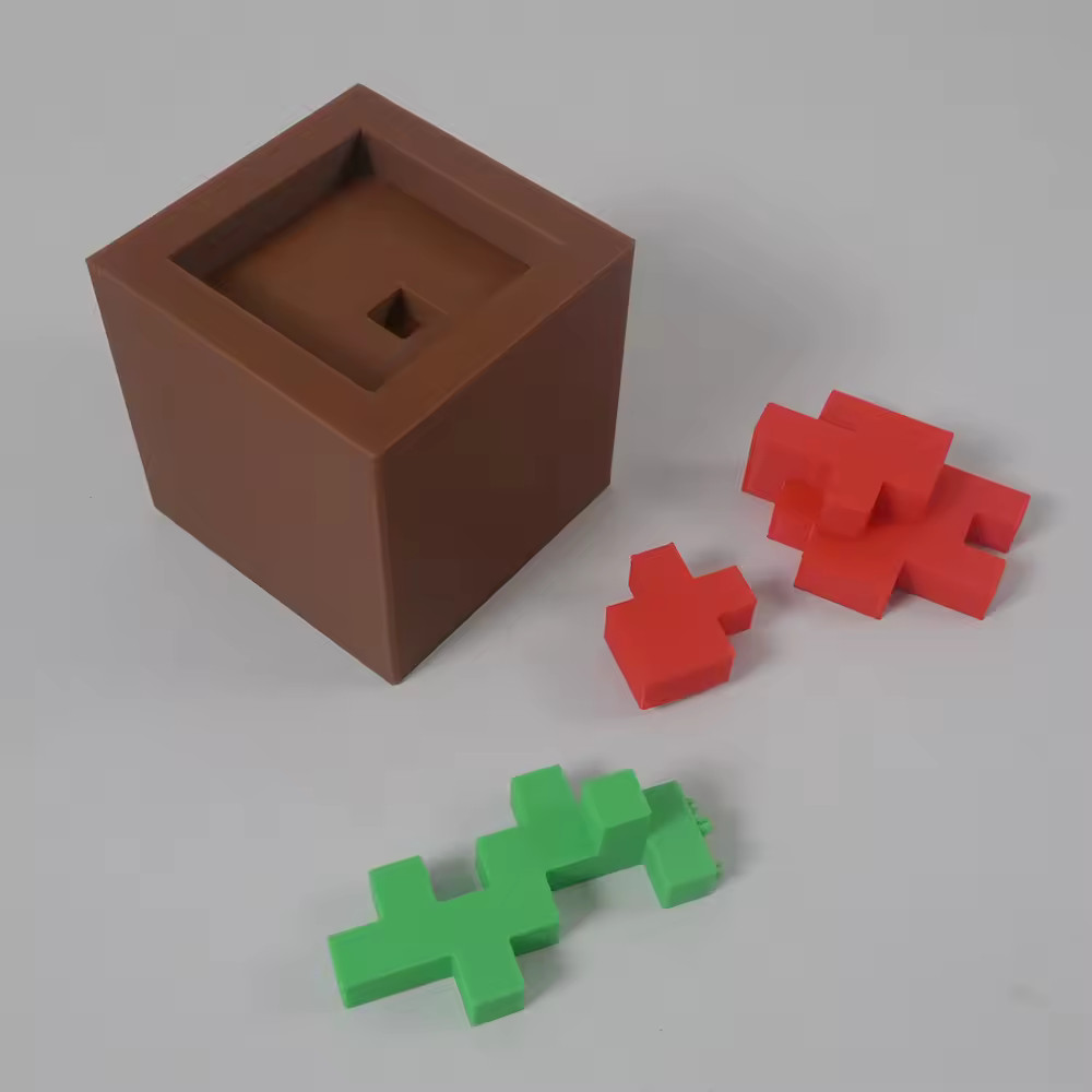 Pixel Rose Flower Ornament 3D Printed Unique Plastic Desktop Decoration Gift