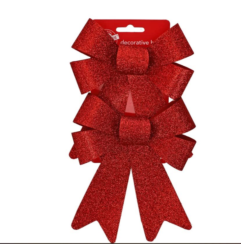 Christmas House Decorative Glittery Red Bows