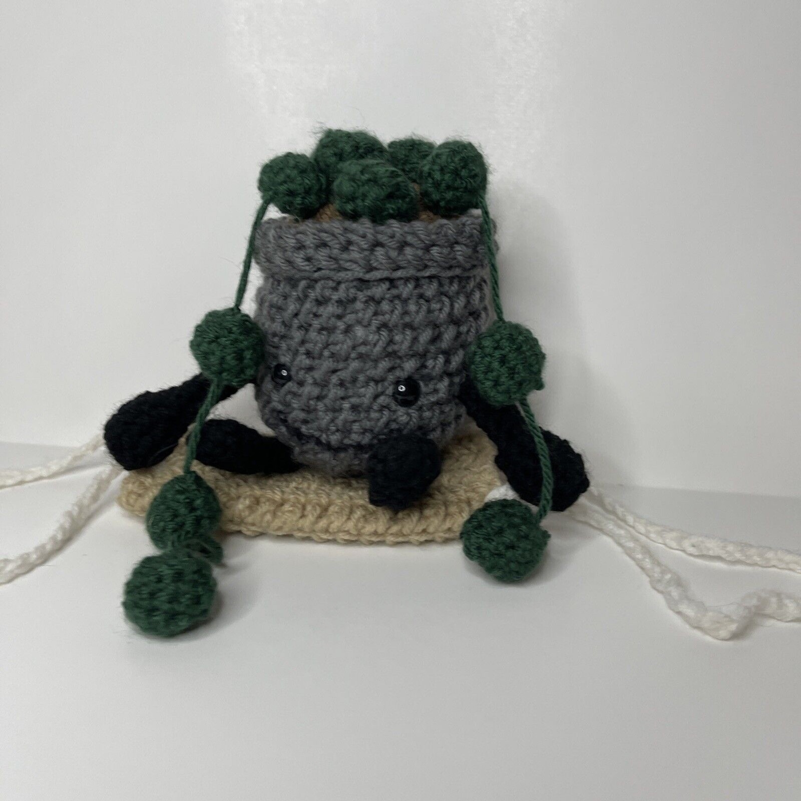 Handemade Crochet Indoor Plant/ String Of Pearls With Swing Gift Plush Toy Decor