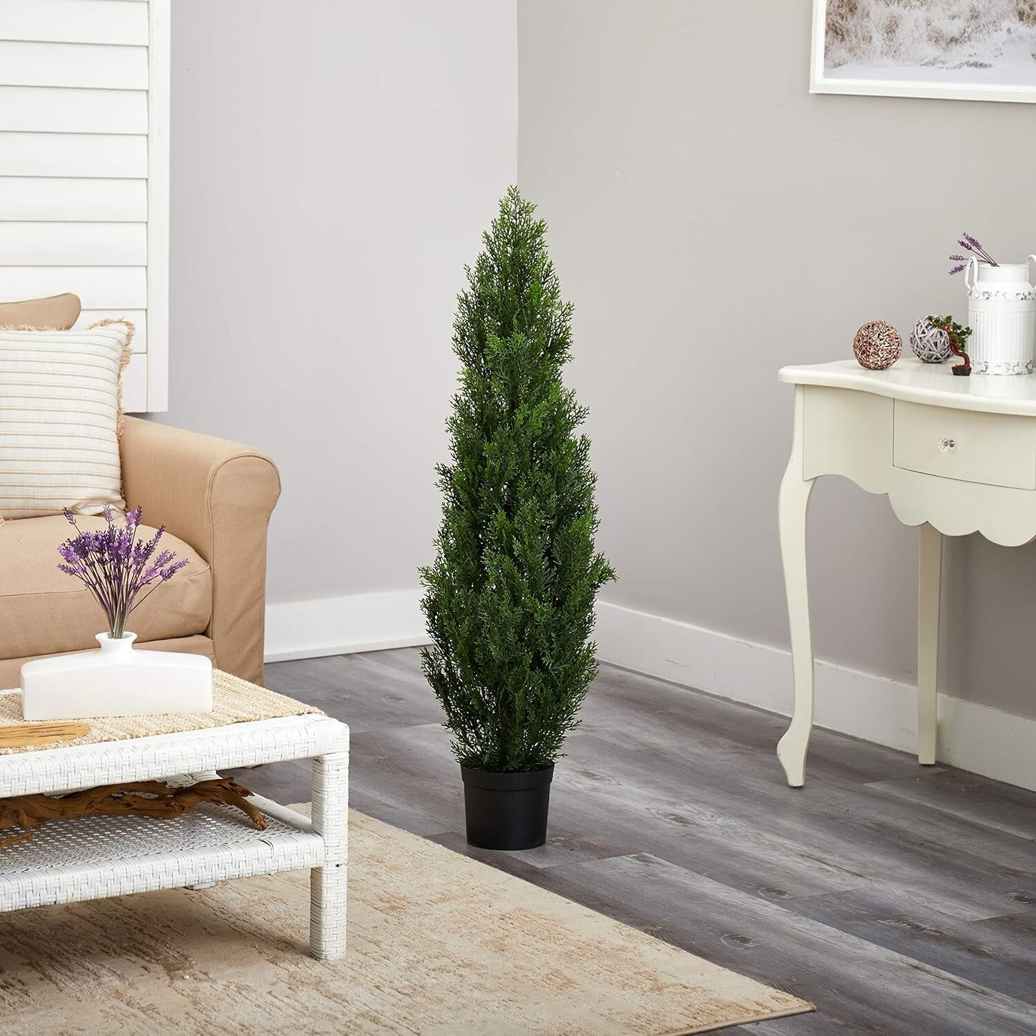 Elegant 4FT Faux Cedar Pine Tree with Bendable Branches for Indoor/Outdoor Decor