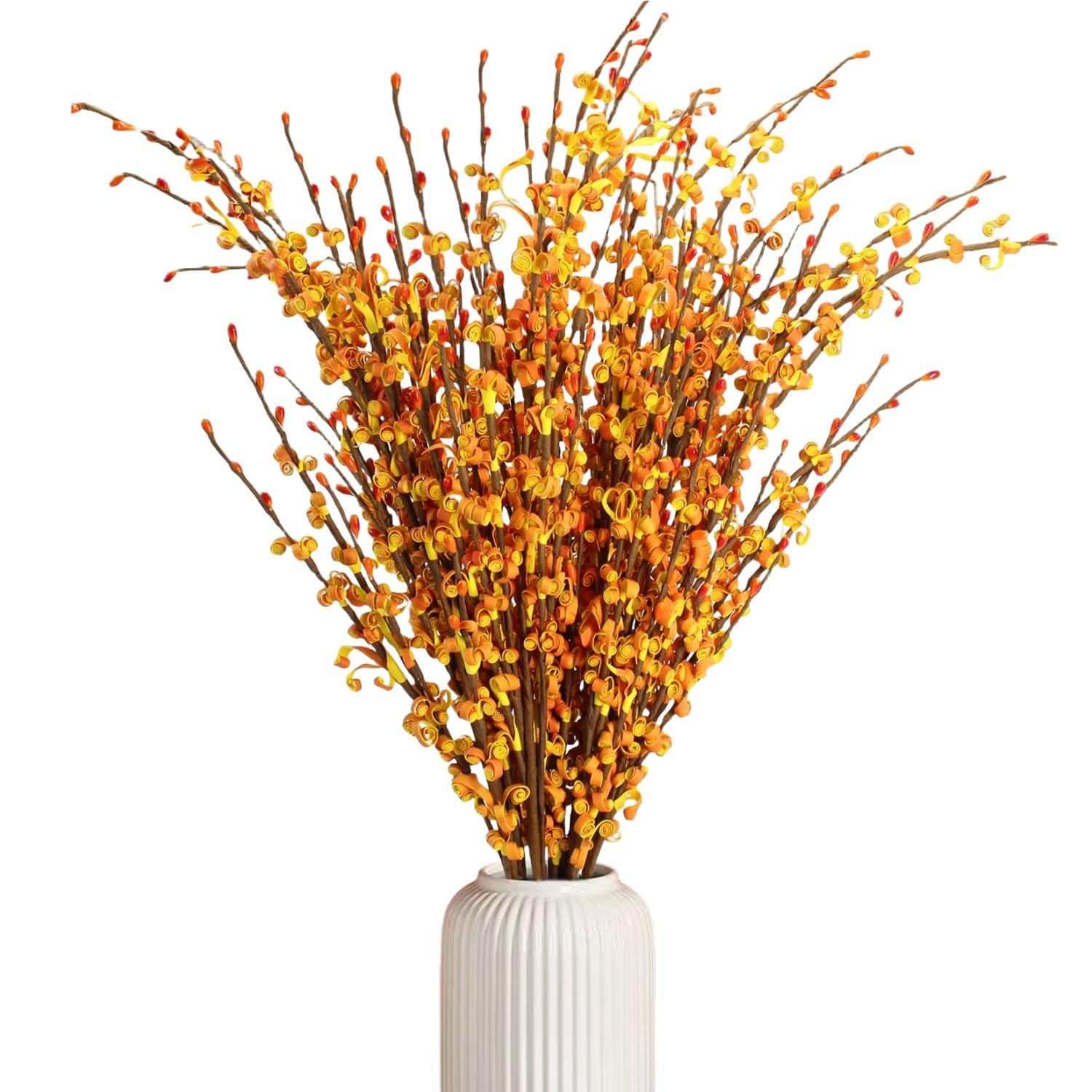 10 PCS 29.5 Inch Artificial Orange Winter Jasmine Berry Dry Branch Fall Decor