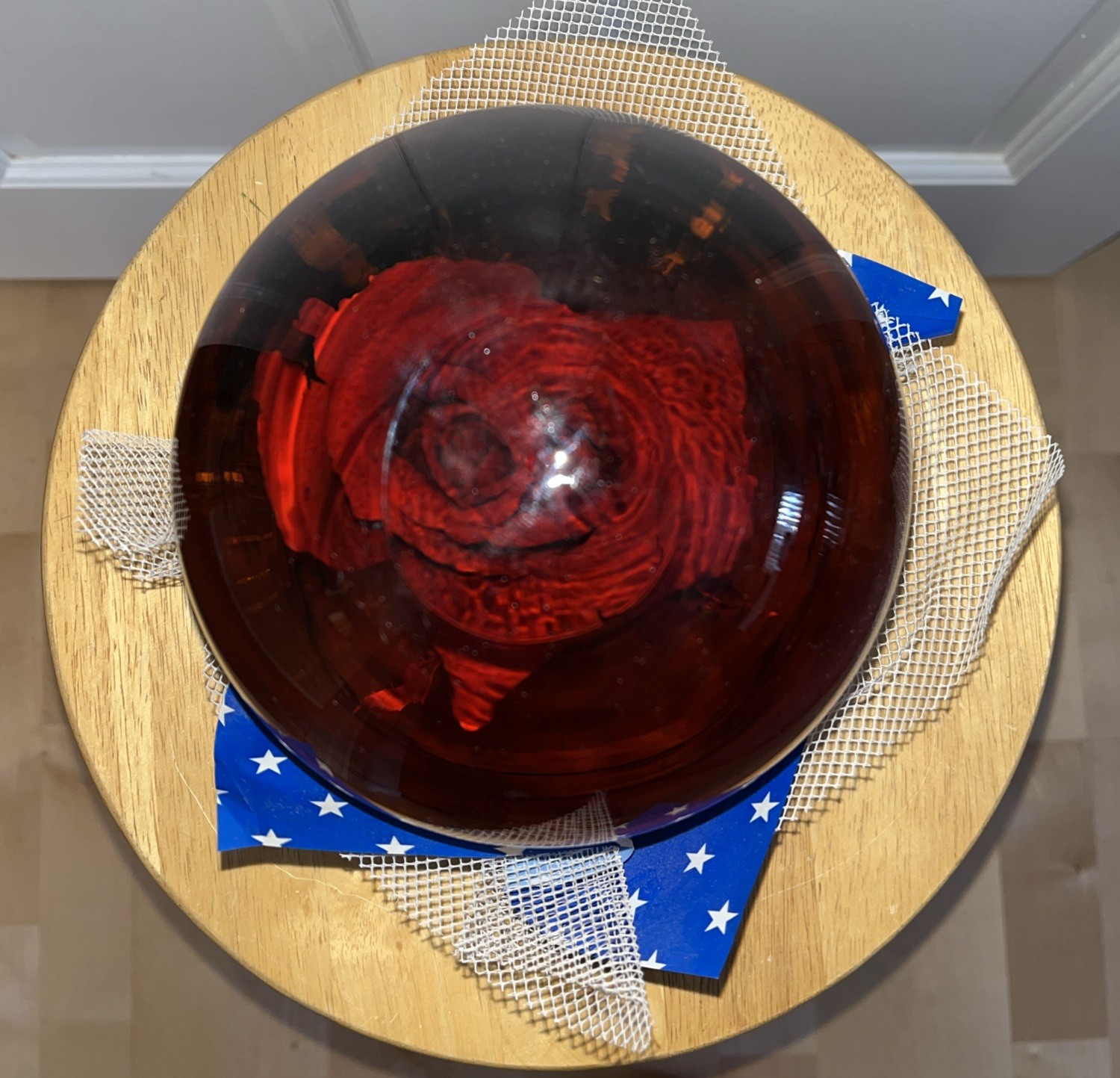 VTG Forever Rose in Water Glass Amber Globe Large Real Rose 6 1/2″ 4 lb 11 oz