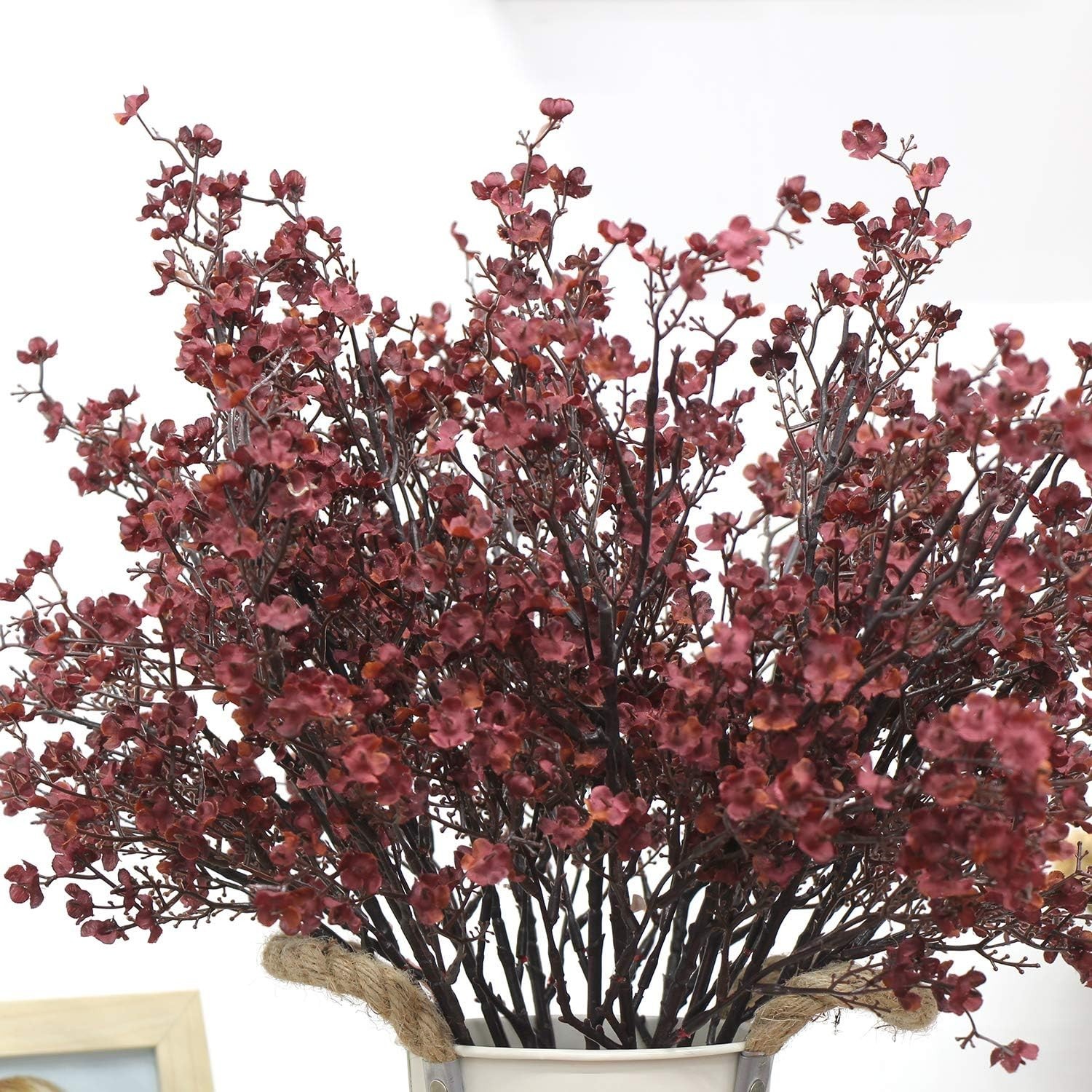 Burgundy Baby’s Breath Silk Flowers – Set of 6