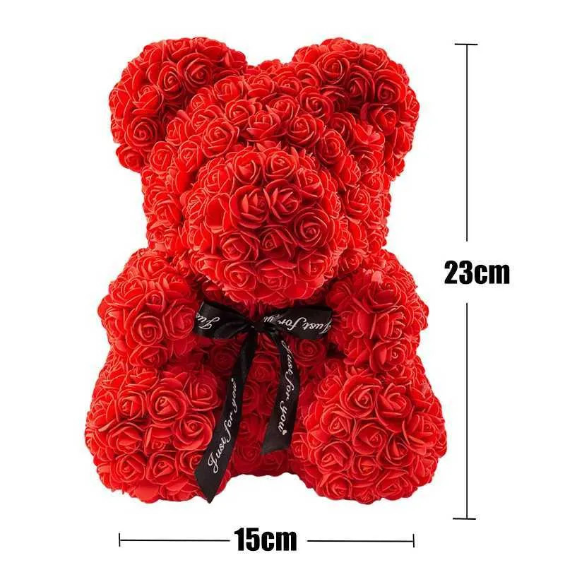 Teddy Bear Rose 10in Flower Rose Bear with Box ＆ Led Light Valentines Gift