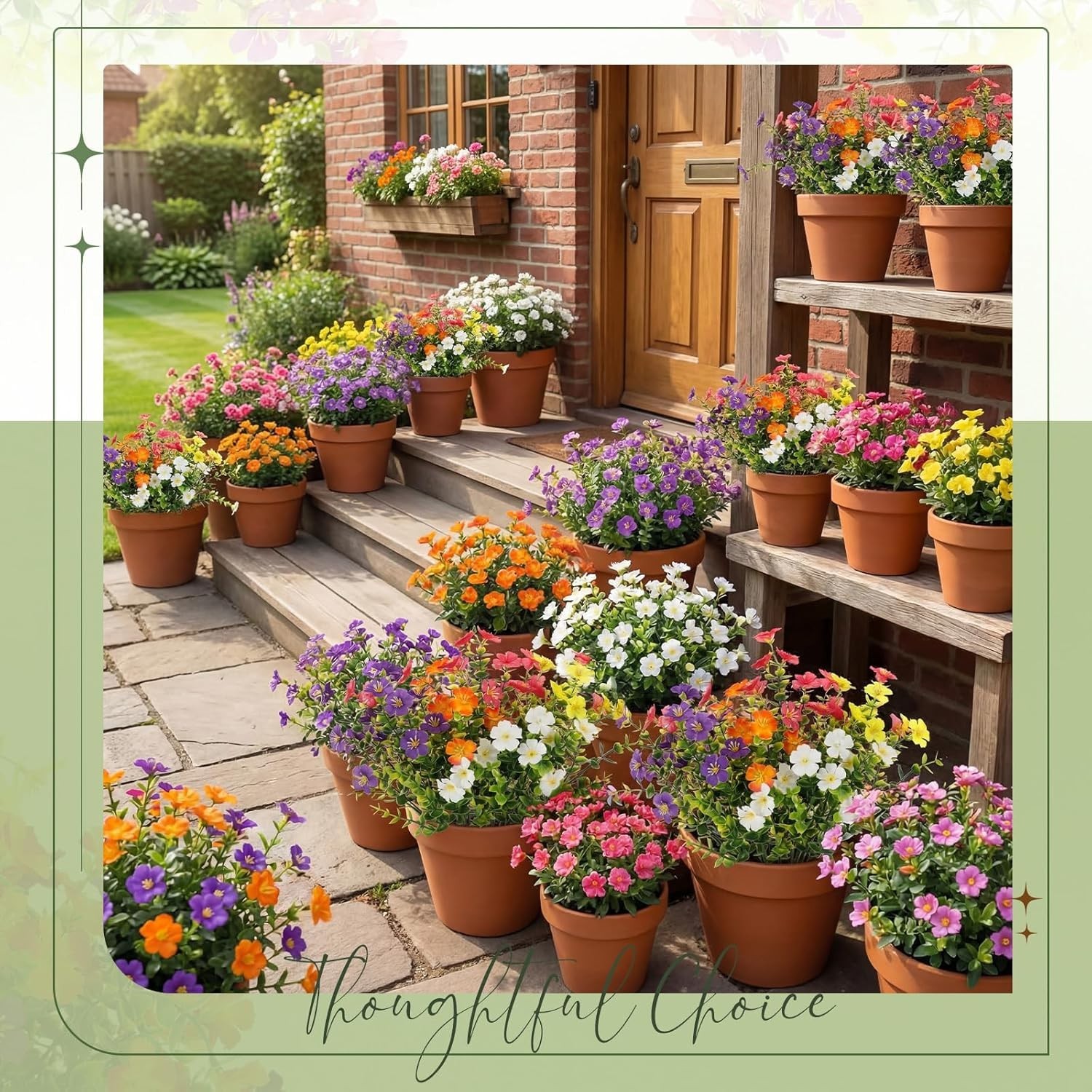 24 Pack Artificial Flowers Outdoor UV Resistant, 6 Colors Realistic Fake Flow…