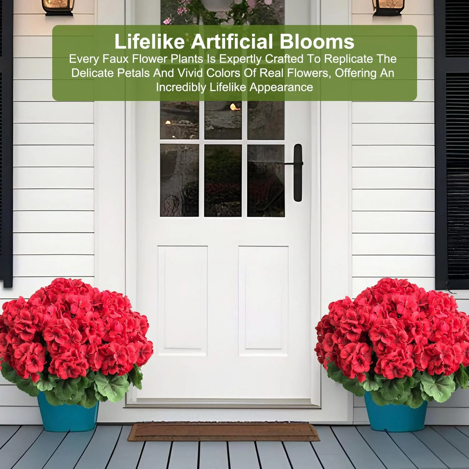 4 Bundles Artificial Geranium Flowers for Outdoors Silk Geranium Flowers Outdoor
