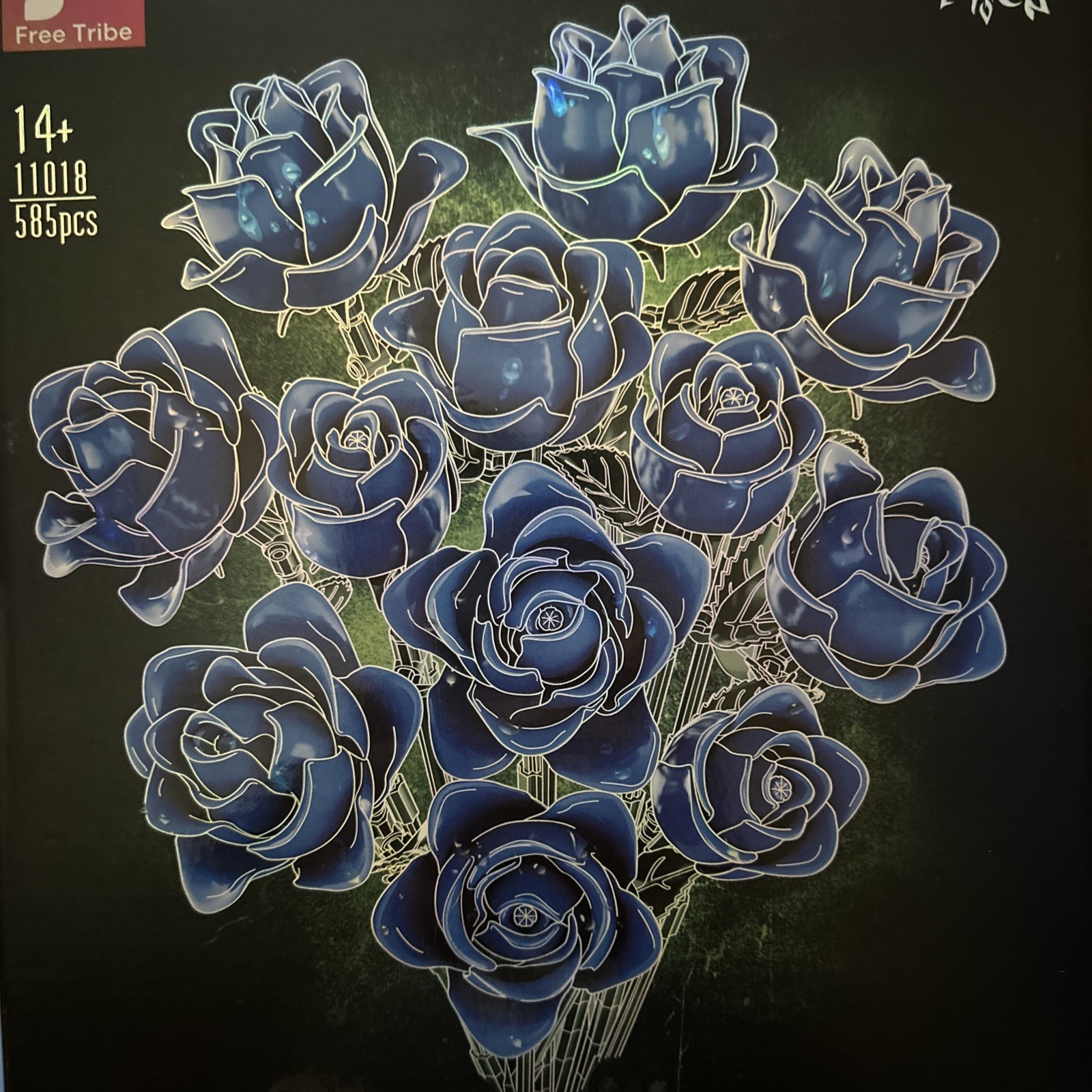 Blue Roses Flower Bouquet Building Set, Compatible with Lego Flowers, Artificial