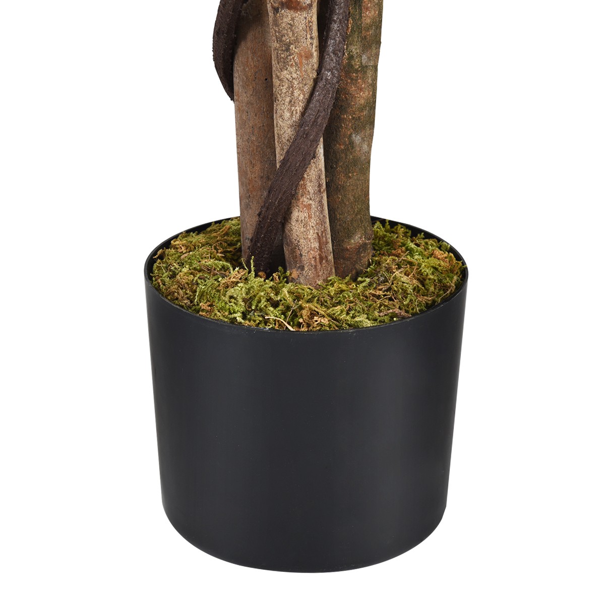 Costway 4 Feet Artificial Ficus Silk Tree Wood Trunks Green In/Patio Home Decor