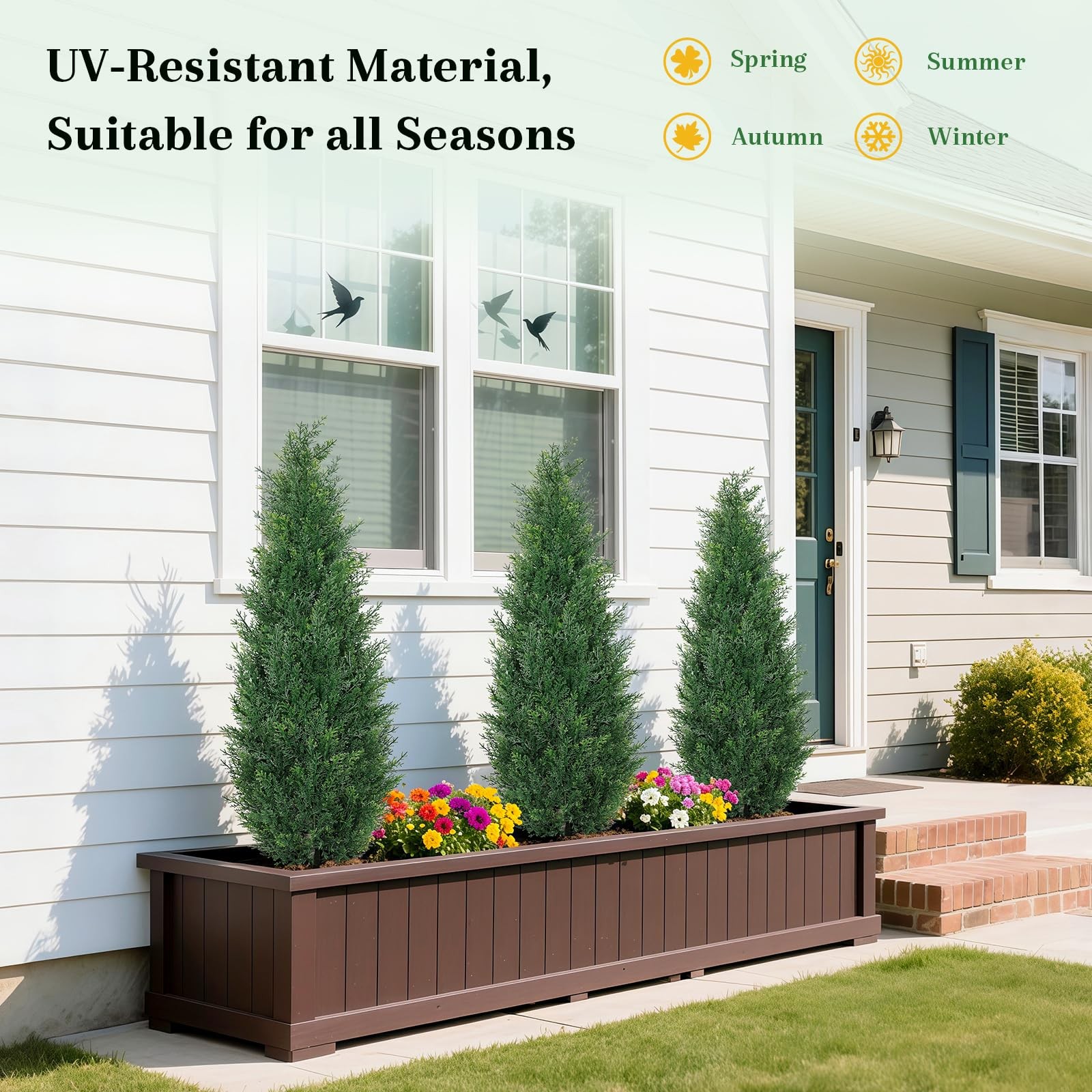 3FT Artificial Cedar Topiary Trees for Outdoors, UV Resistant Fake Cypress Sh…