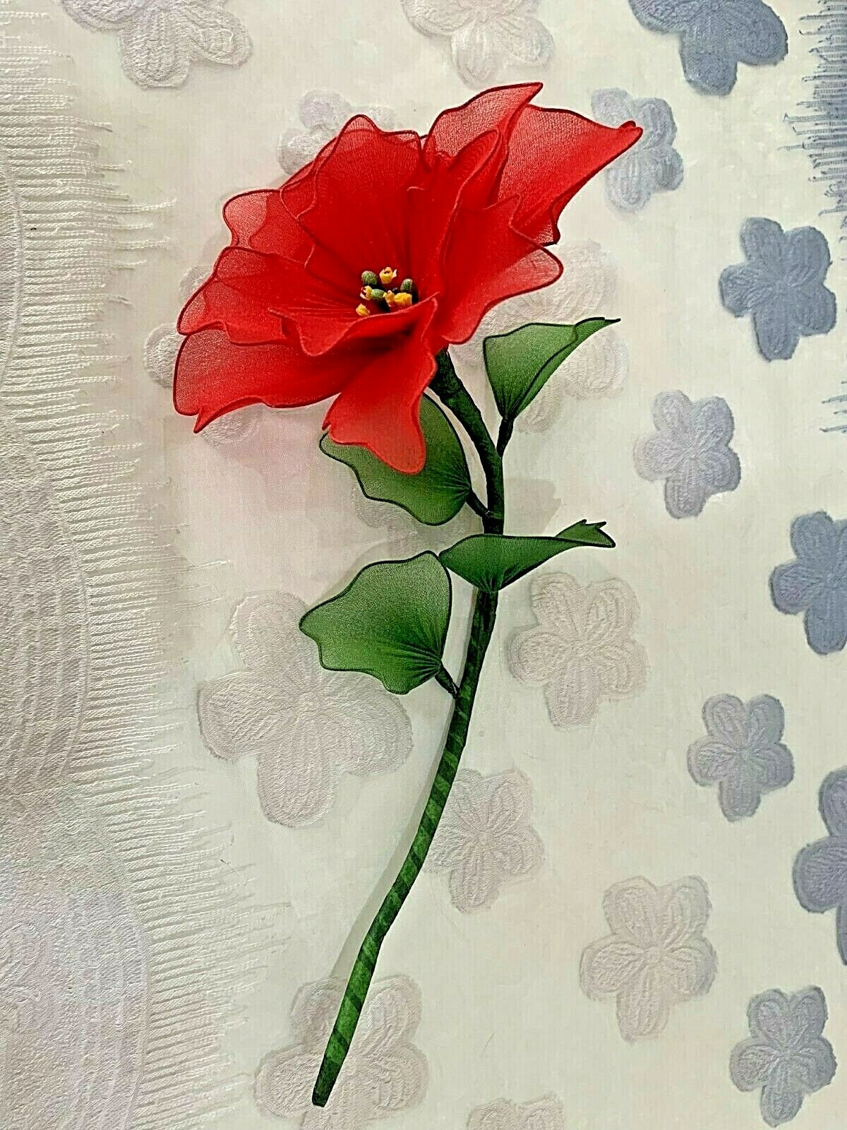 1pcs Xmas Flower Thai Cherry Nylon Fabric Artificial Handmade Decorate Hang Vase