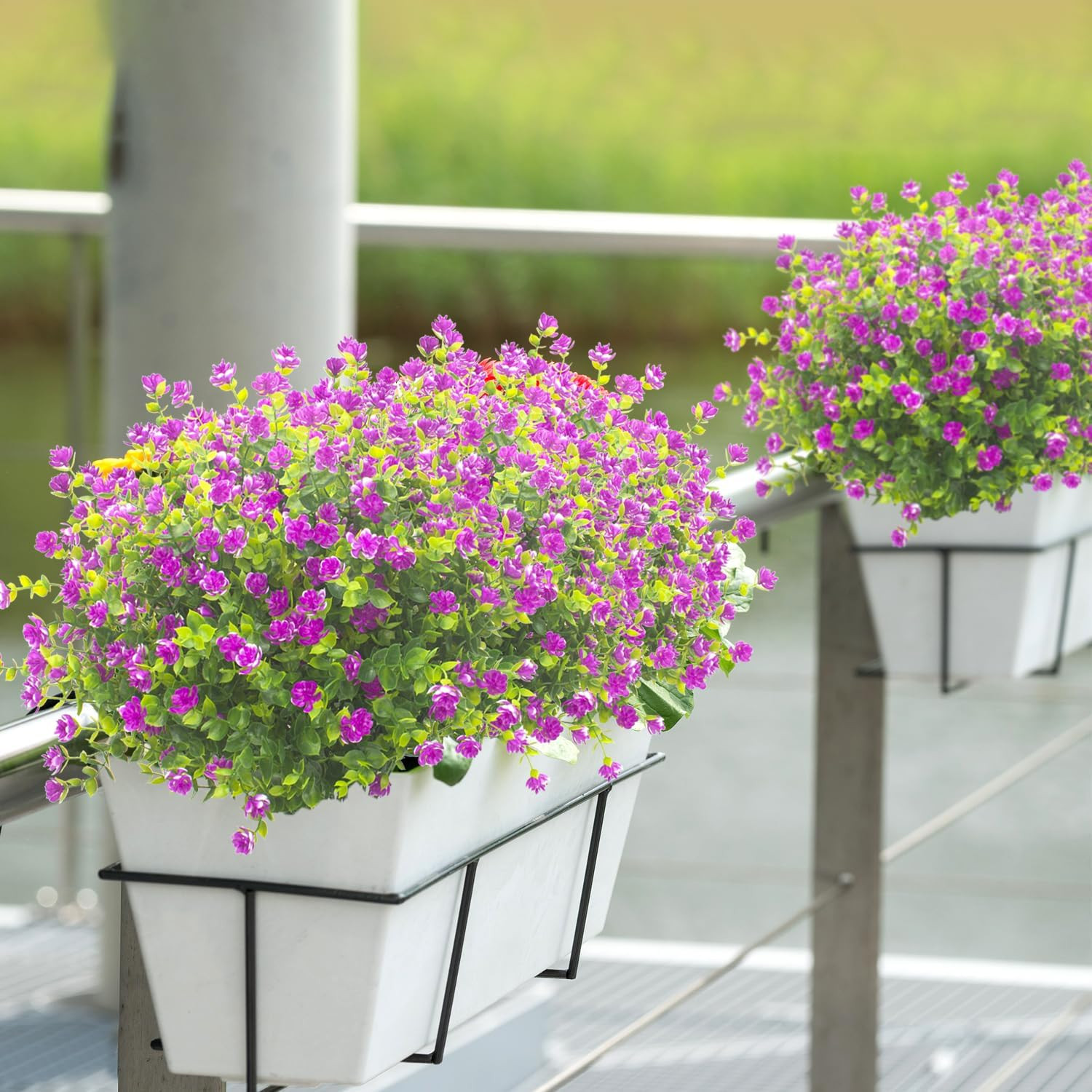 UV Resistant Purple Fake Flowers – 20 Bundles for Garden & Home Decor