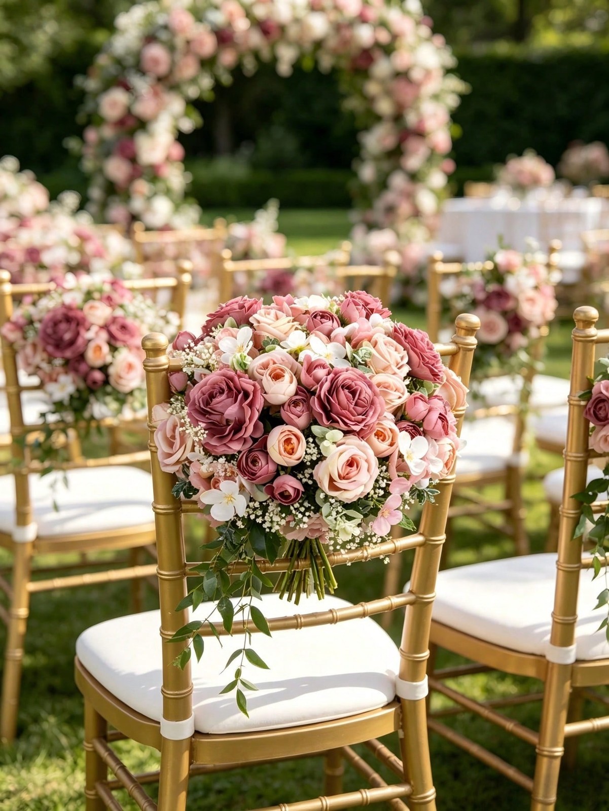 Sand Red Artificial Silk Rose Bouquet For Wedding Home Decor One Size