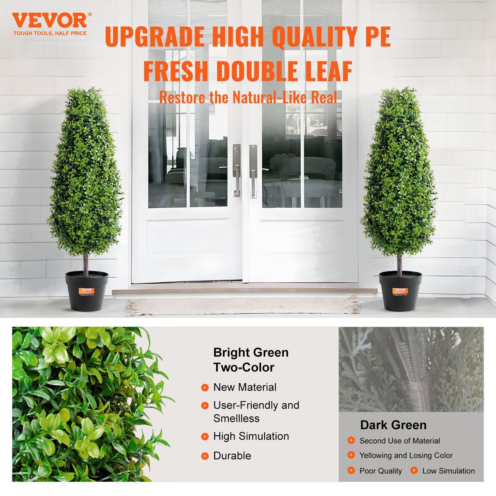 2Pack 36in Vibrant Green Faux Boxwood Trees No Odor High Durability
