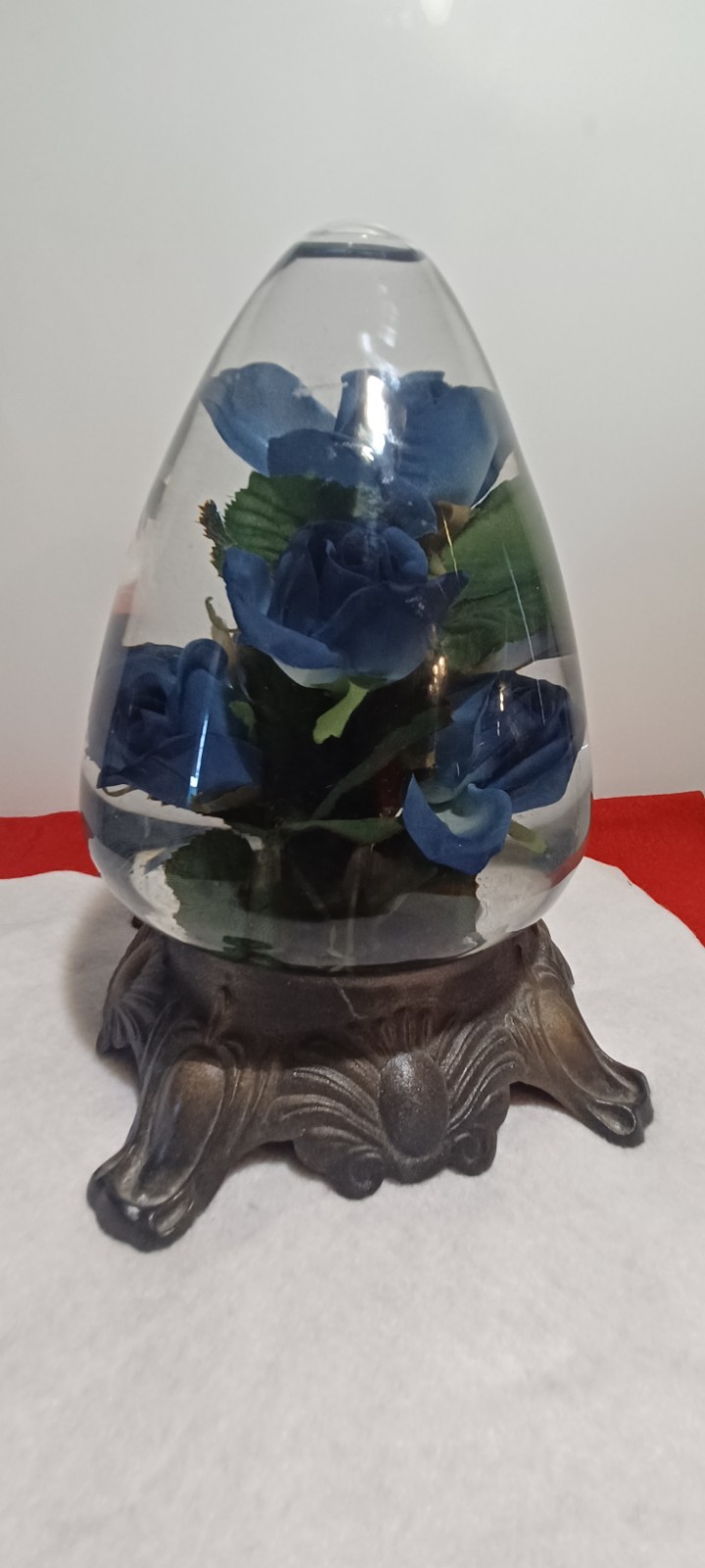 Vintage Egg Shaped Blue Rose Dome in Liquid Approx. 9″ Tall & 18″ circ. @ Base