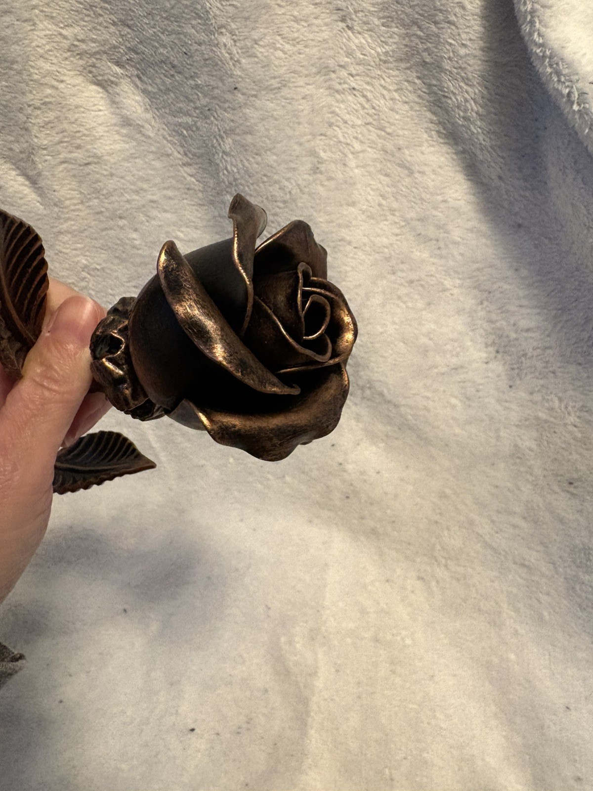Handcrafted Bronze Metal Rose –