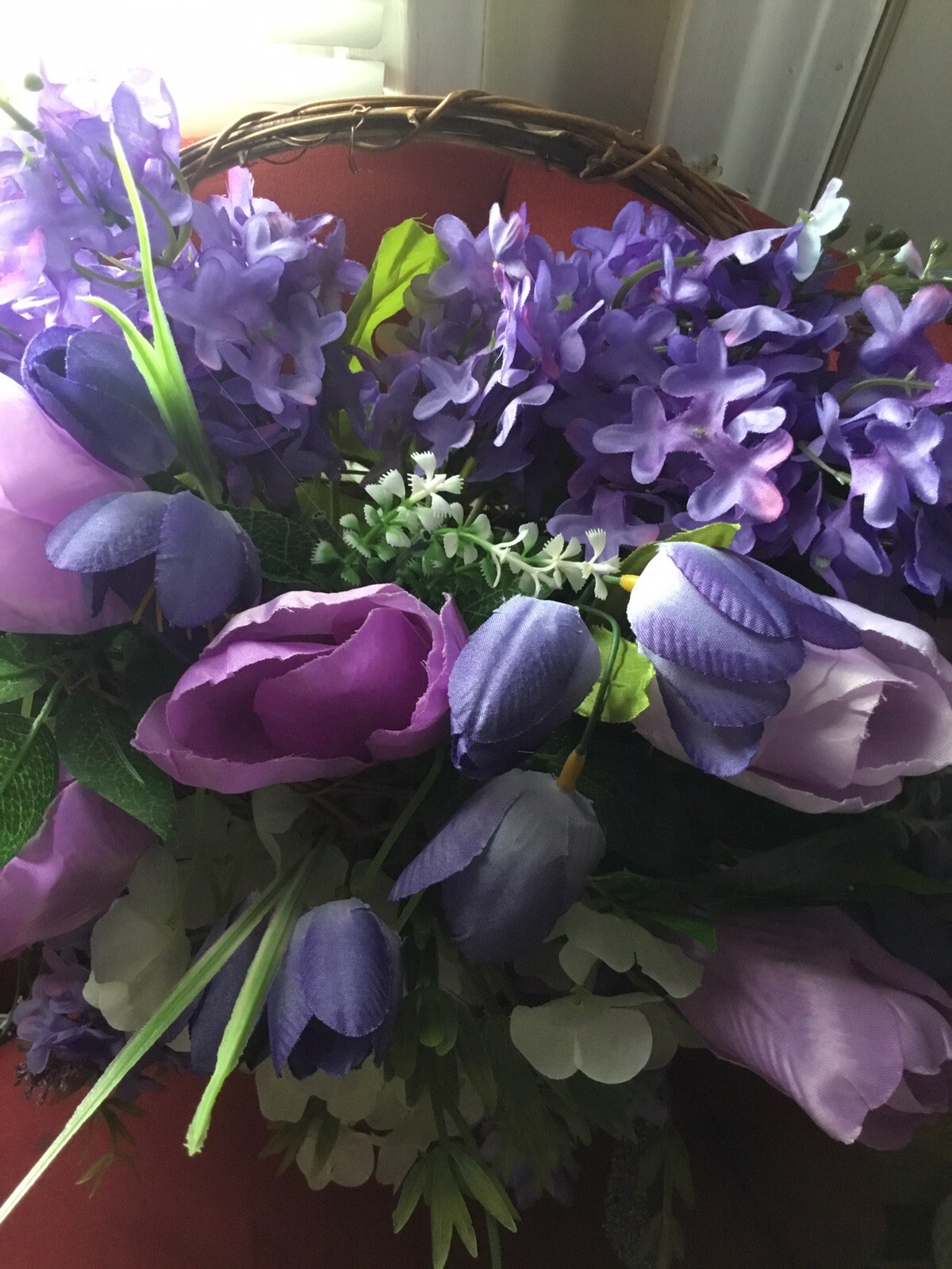 Purple And Lavender Floral Hanging Basket