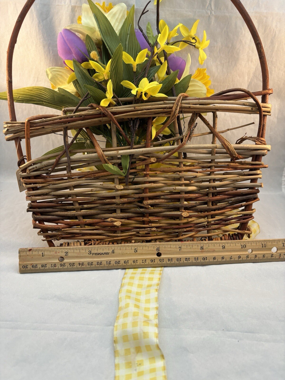 Hanging Door Wall Basket with Spring Summer Faux Flowers