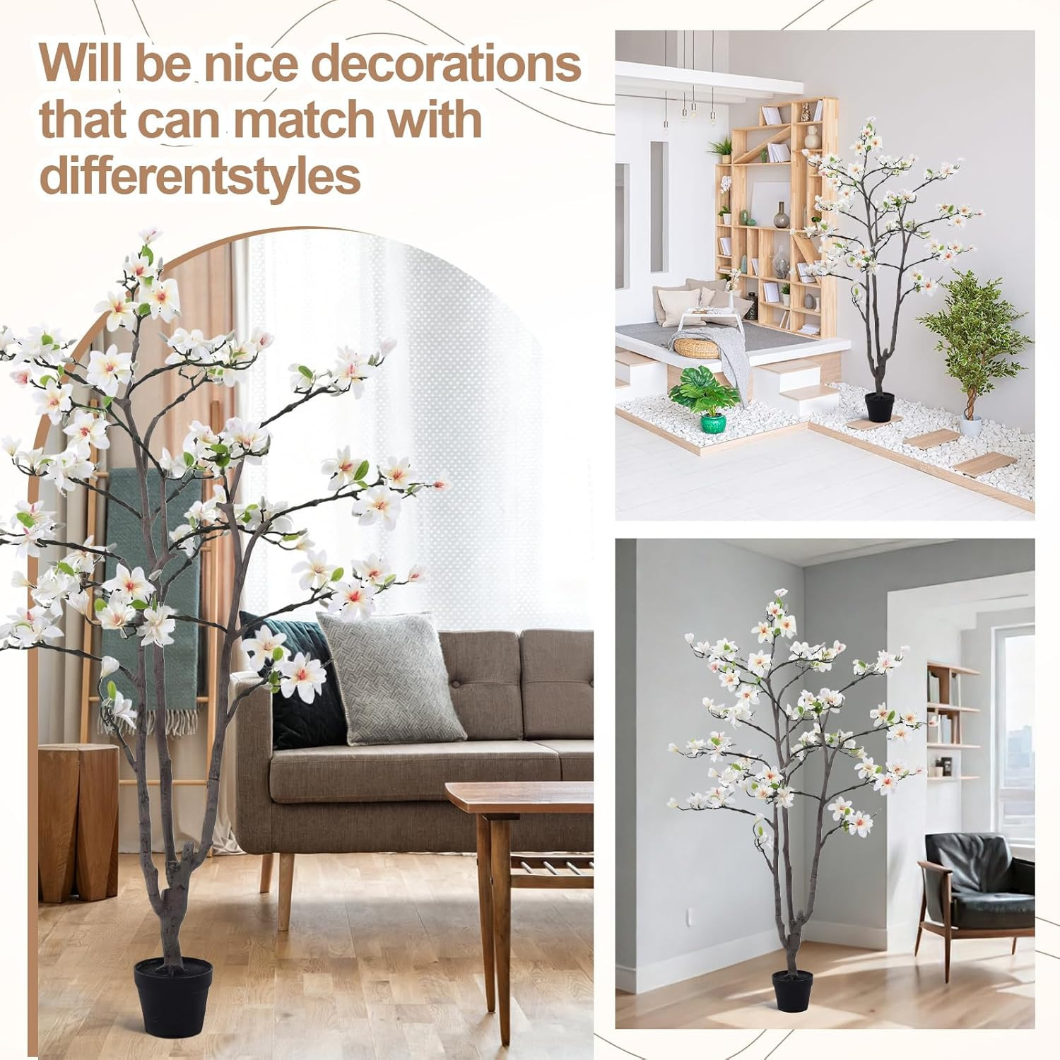 6FT Realistic Artificial Magnolia Tree with Pot for Indoor/Outdoor Decor