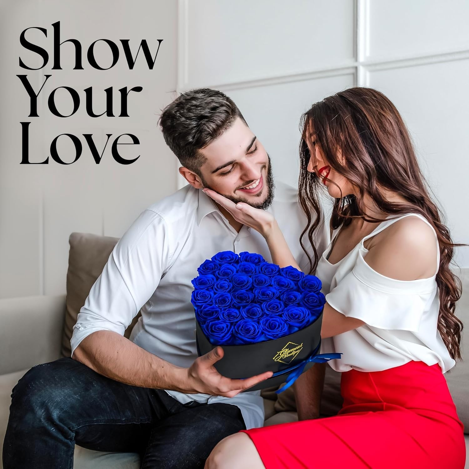 Hassle-Free 27 Blue Eternal Roses in Heart-Shaped Box – Timeless Elegance