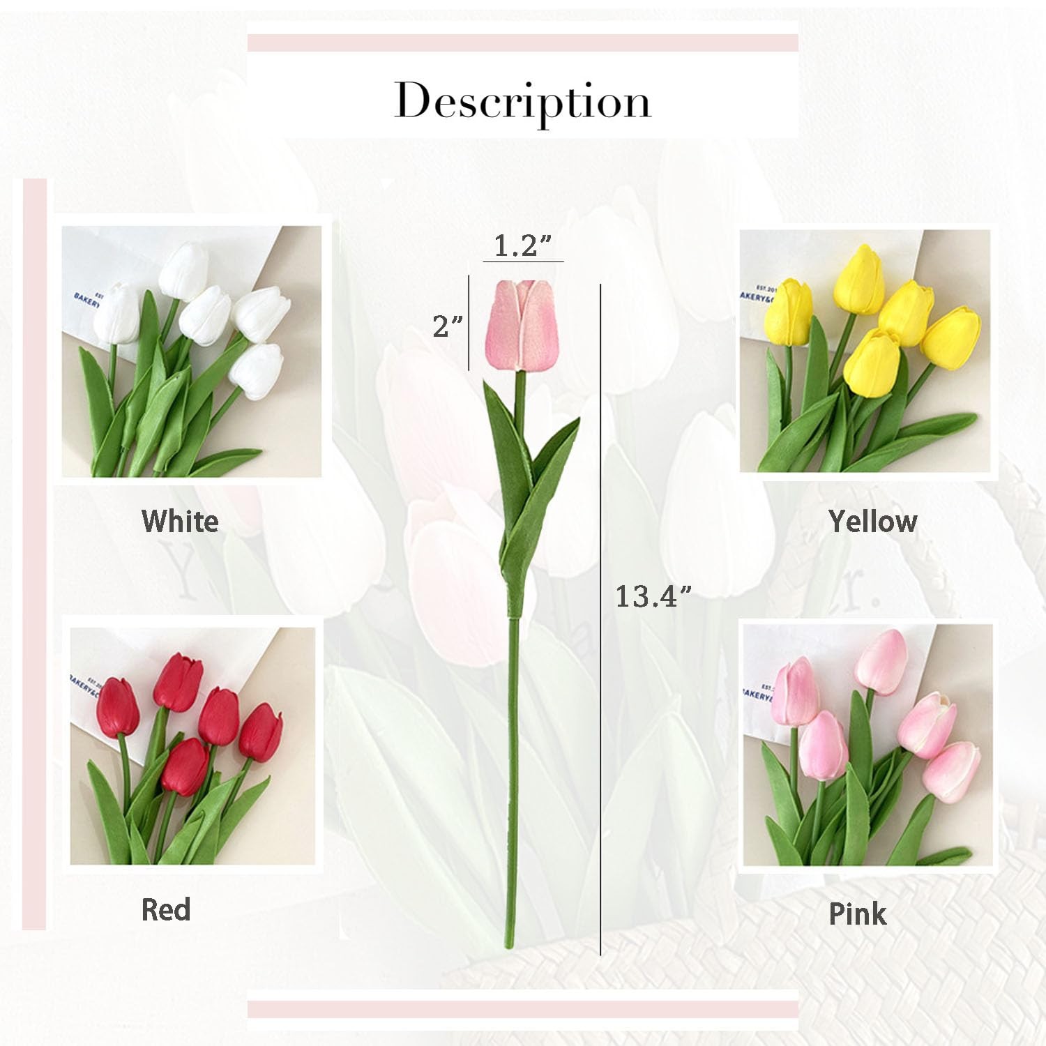12 Pcs Red Tulips Artificial Flowers Real Touch Realistic Fake Flowers for In…
