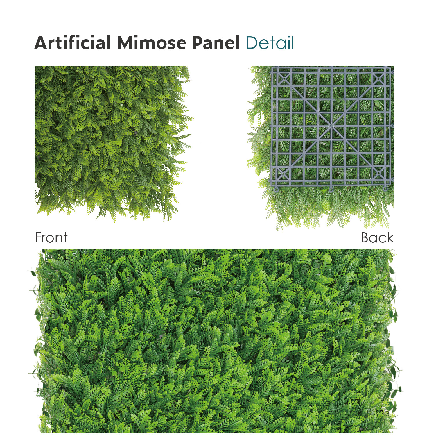 20in Artificial Faux Mimos Leave Mat Wall Hedge Decor Privacy Fence Panel Grass