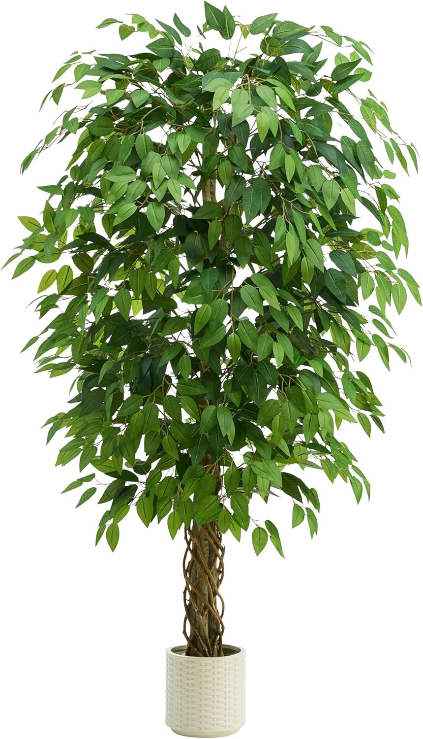 Artificial Ficus Tree：5Ft Faux Silk Floor Plant Realistic Tall Fake Ficus Large