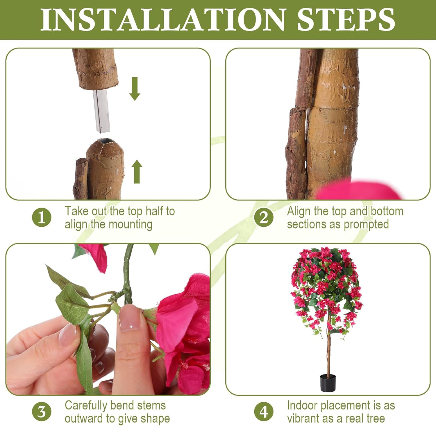 4 Pcs 4 Ft Artificial Bougainvillea Tree for Home Wedding Decor