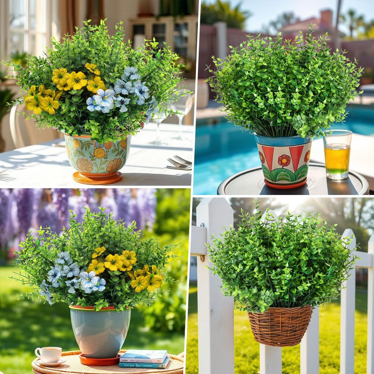 12 Bundles Artificial Eucalyptus Bundles, Fake Greenery Stems, Faux Plants fo…
