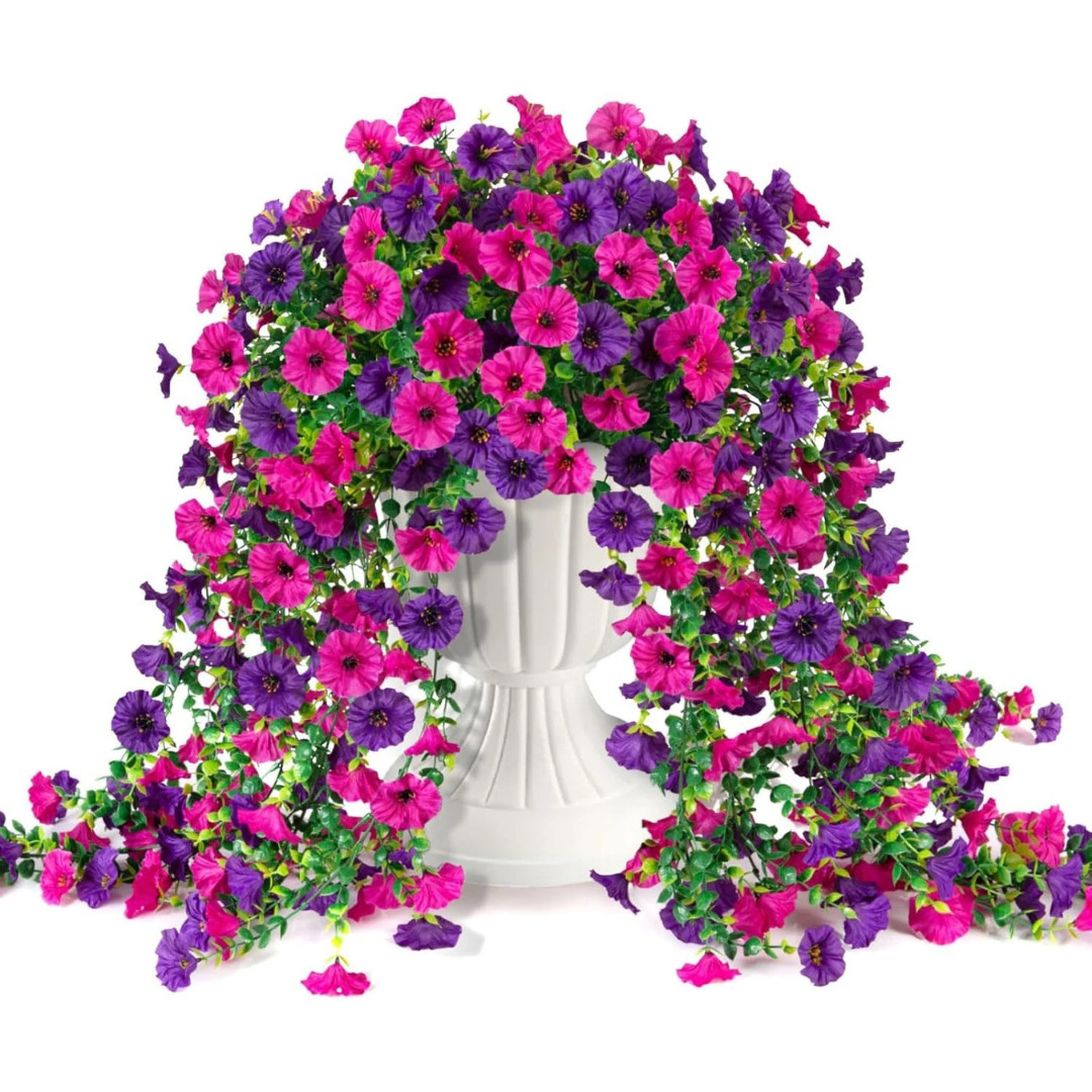 2PCS Artificial Morning Glory Vines UV Resistant Hanging Flowers Decor